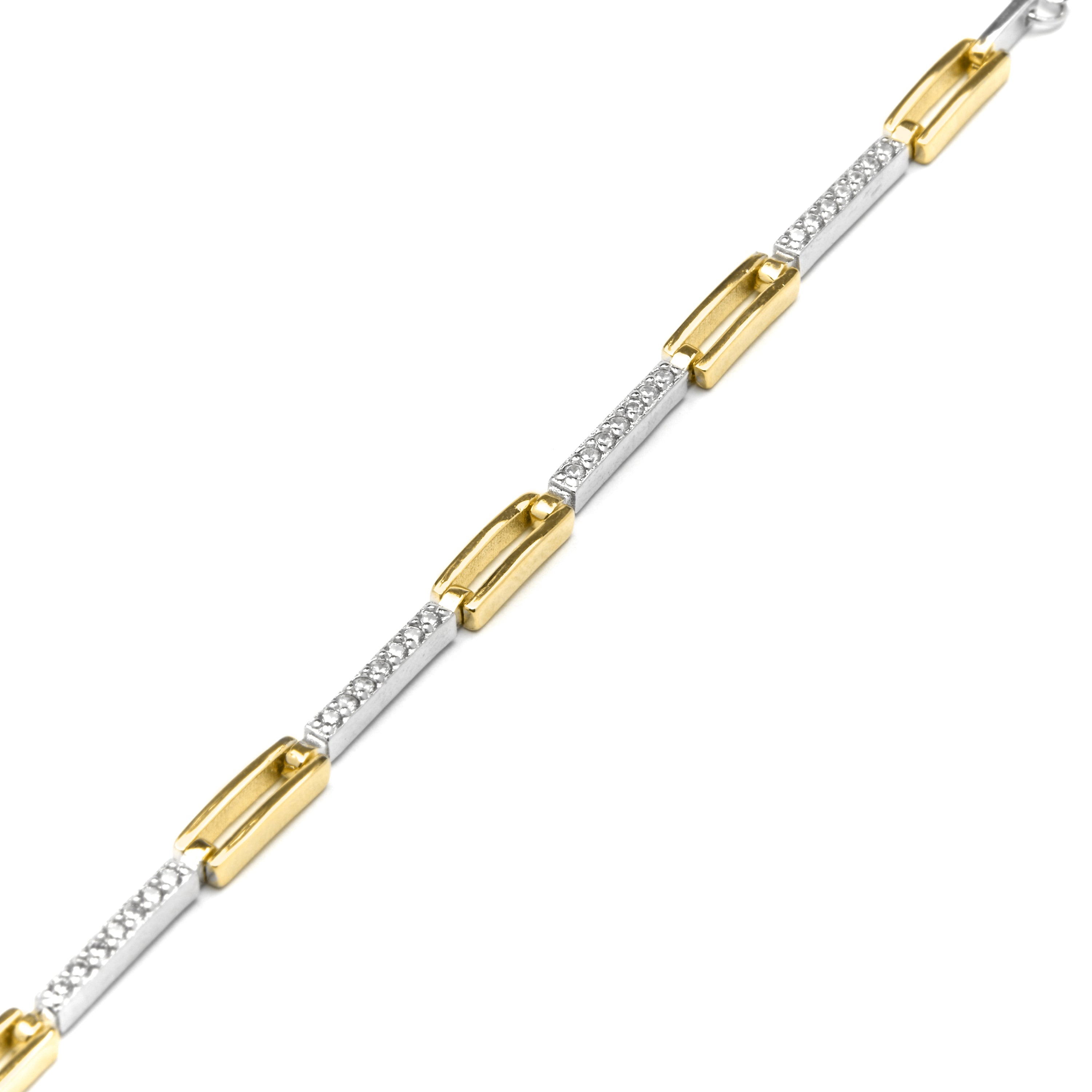 925 Sterling Silver Bracelet with Brilliant Zirconia, 18k Yellow Gold Finish - Athit