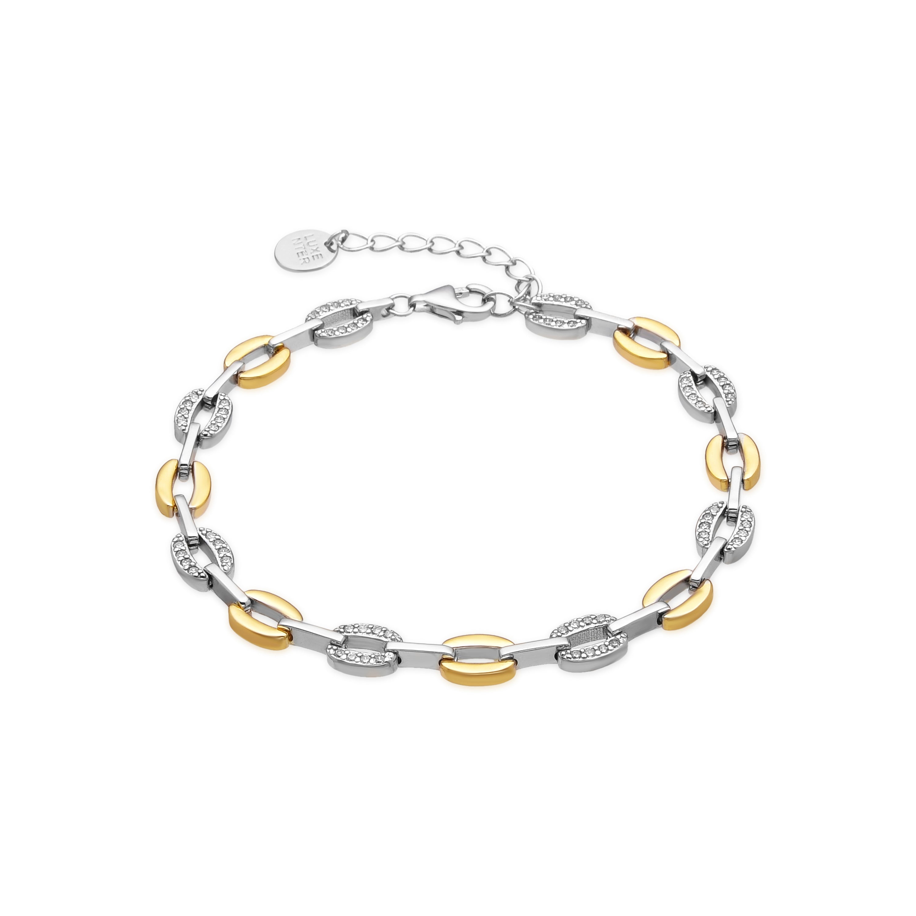 925 Sterling Silver Bracelet with Brilliant Zircon, 18k Yellow Gold Finish - Talor