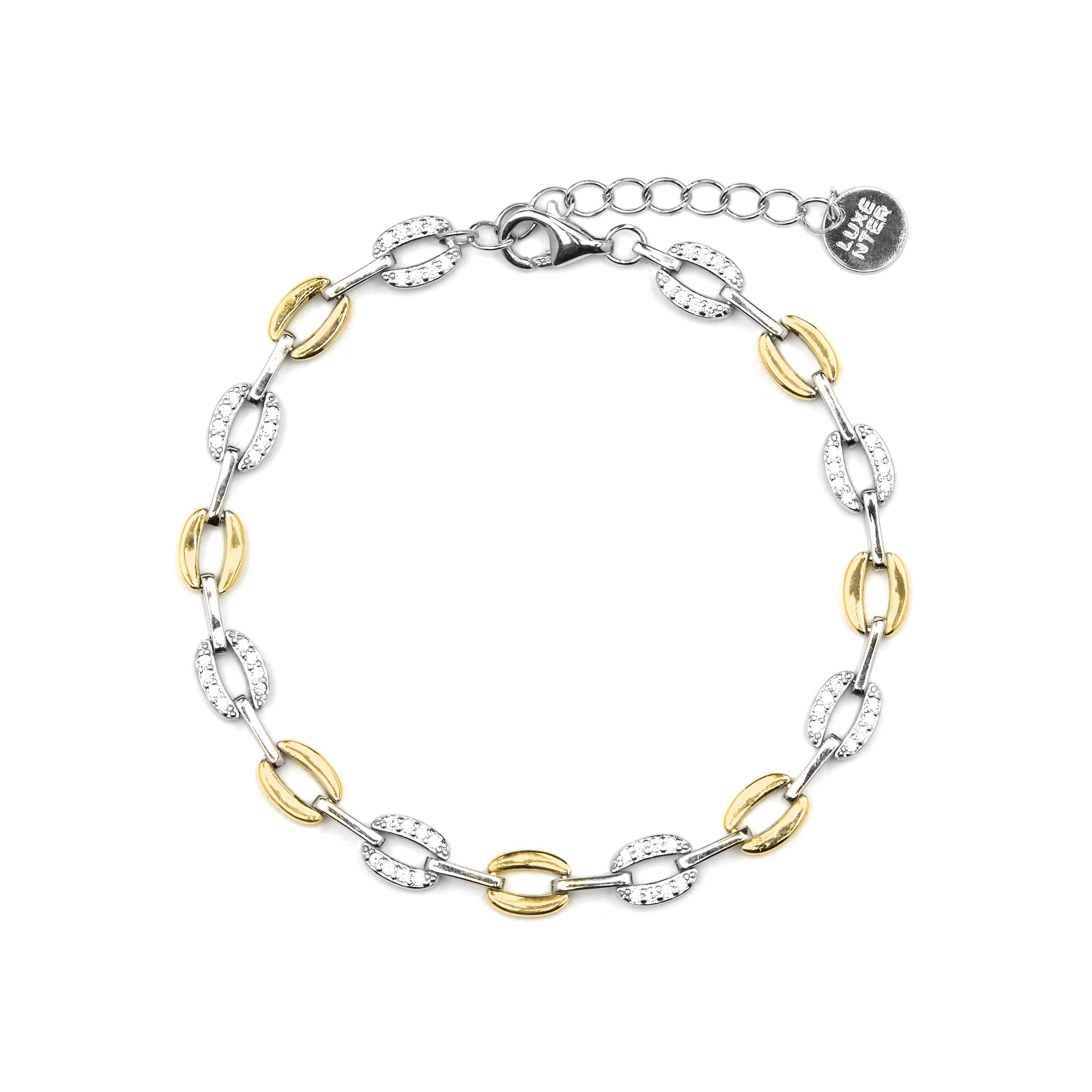 925 Sterling Silver Bracelet with Brilliant Zircon, 18k Yellow Gold Finish - Talor
