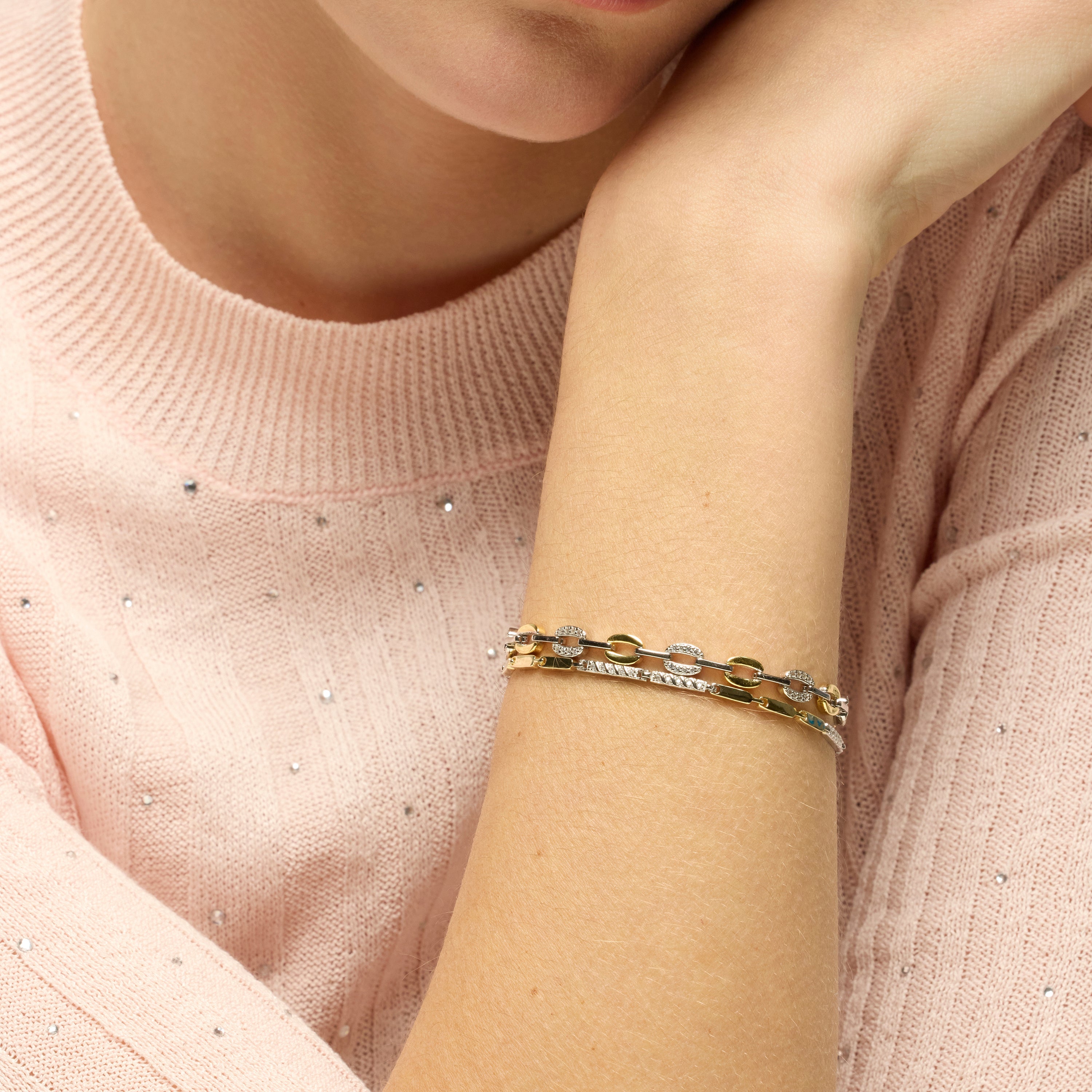925 Sterling Silver Bracelet with Brilliant Zircon, 18k Yellow Gold Finish - Talor