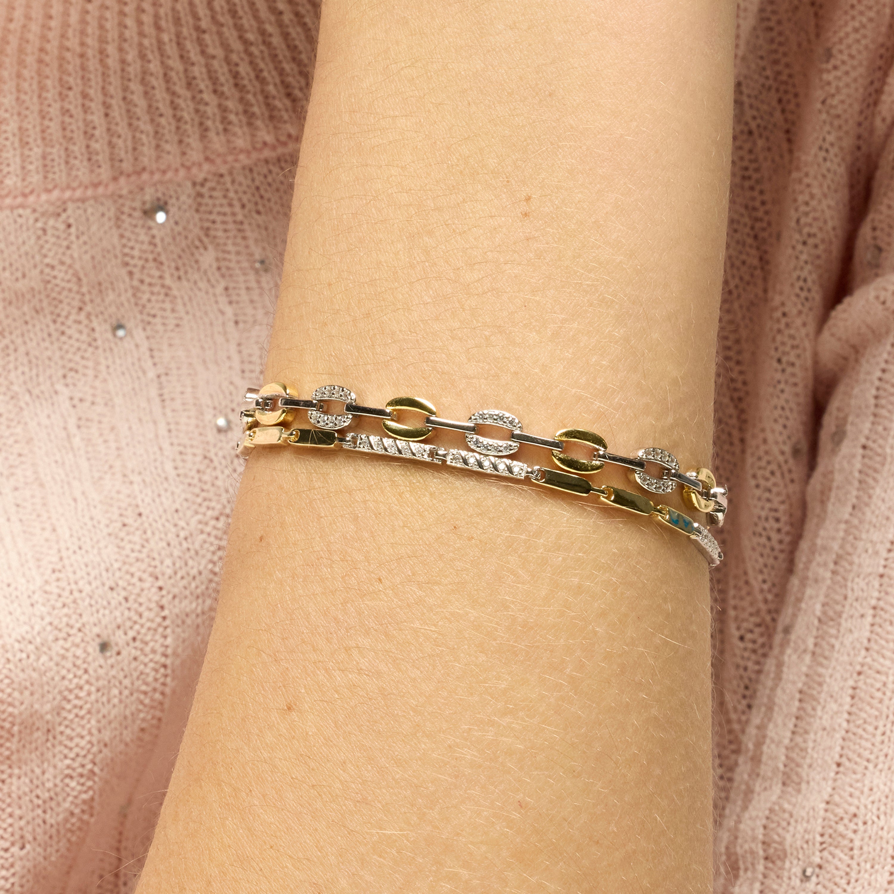 925 Sterling Silver Bracelet with Brilliant Zircon, 18k Yellow Gold Finish - Talor