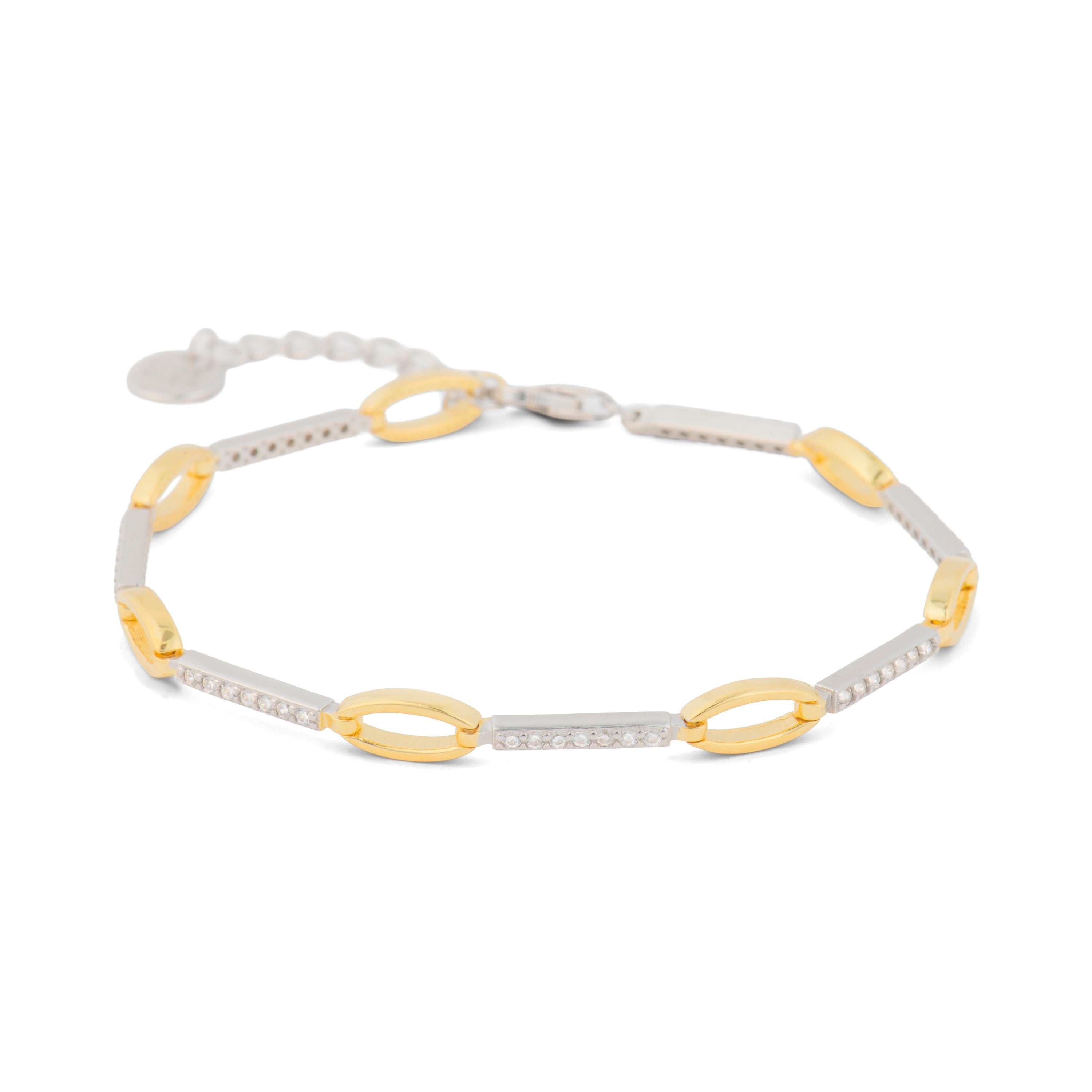 925 Sterling Silver Bracelet with Brilliant Zirconia, 18k Yellow Gold Plated - Cacoh