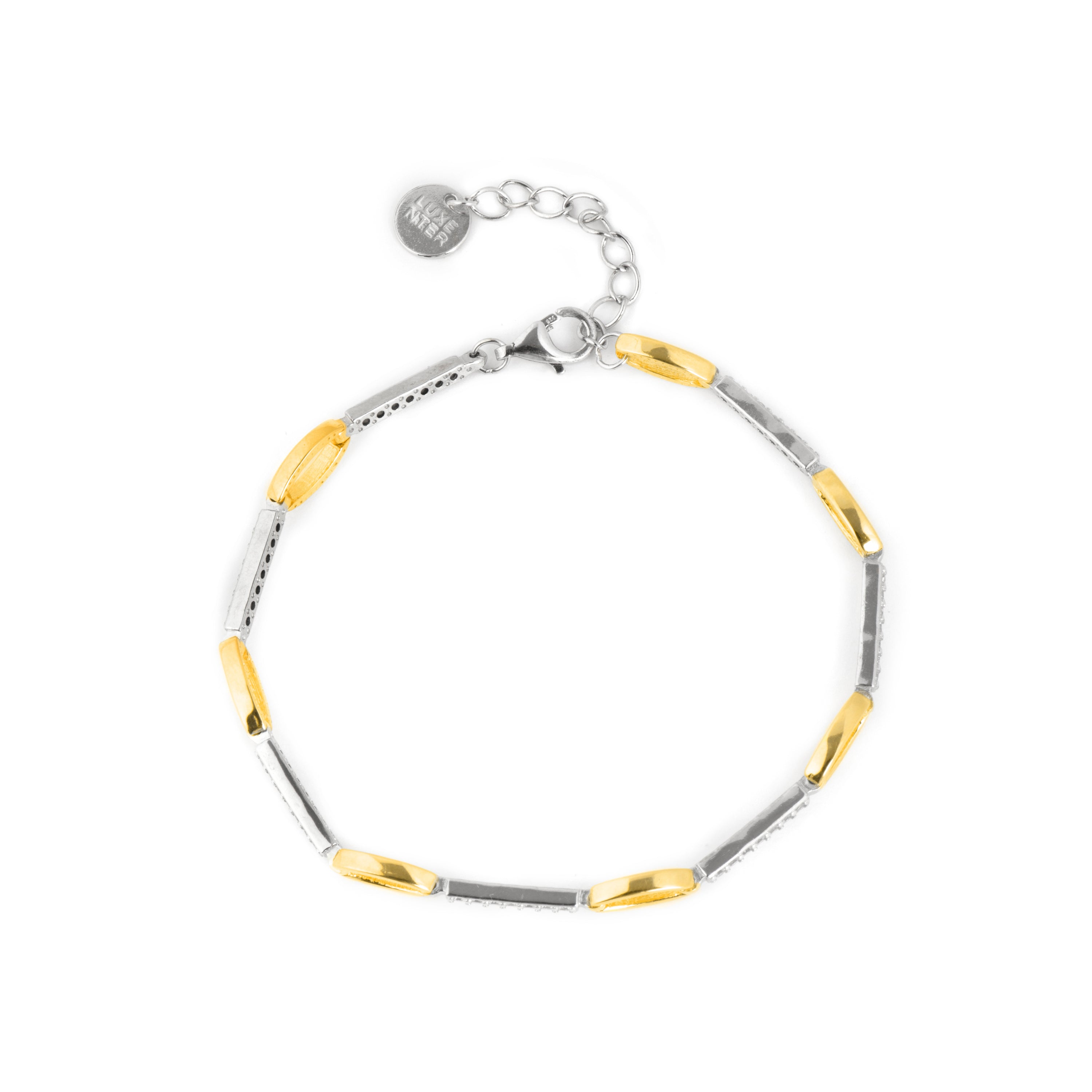 925 Sterling Silver Bracelet with Brilliant Zirconia, 18k Yellow Gold Plated - Cacoh