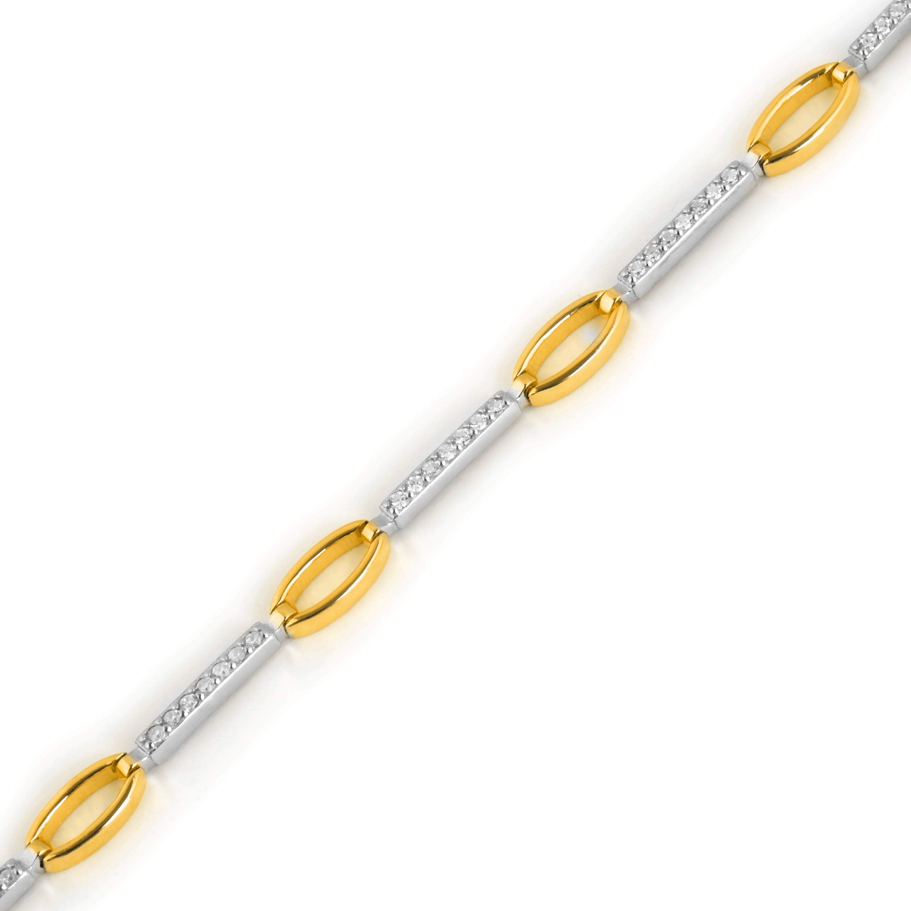925 Sterling Silver Bracelet with Brilliant Zirconia, 18k Yellow Gold Plated - Cacoh