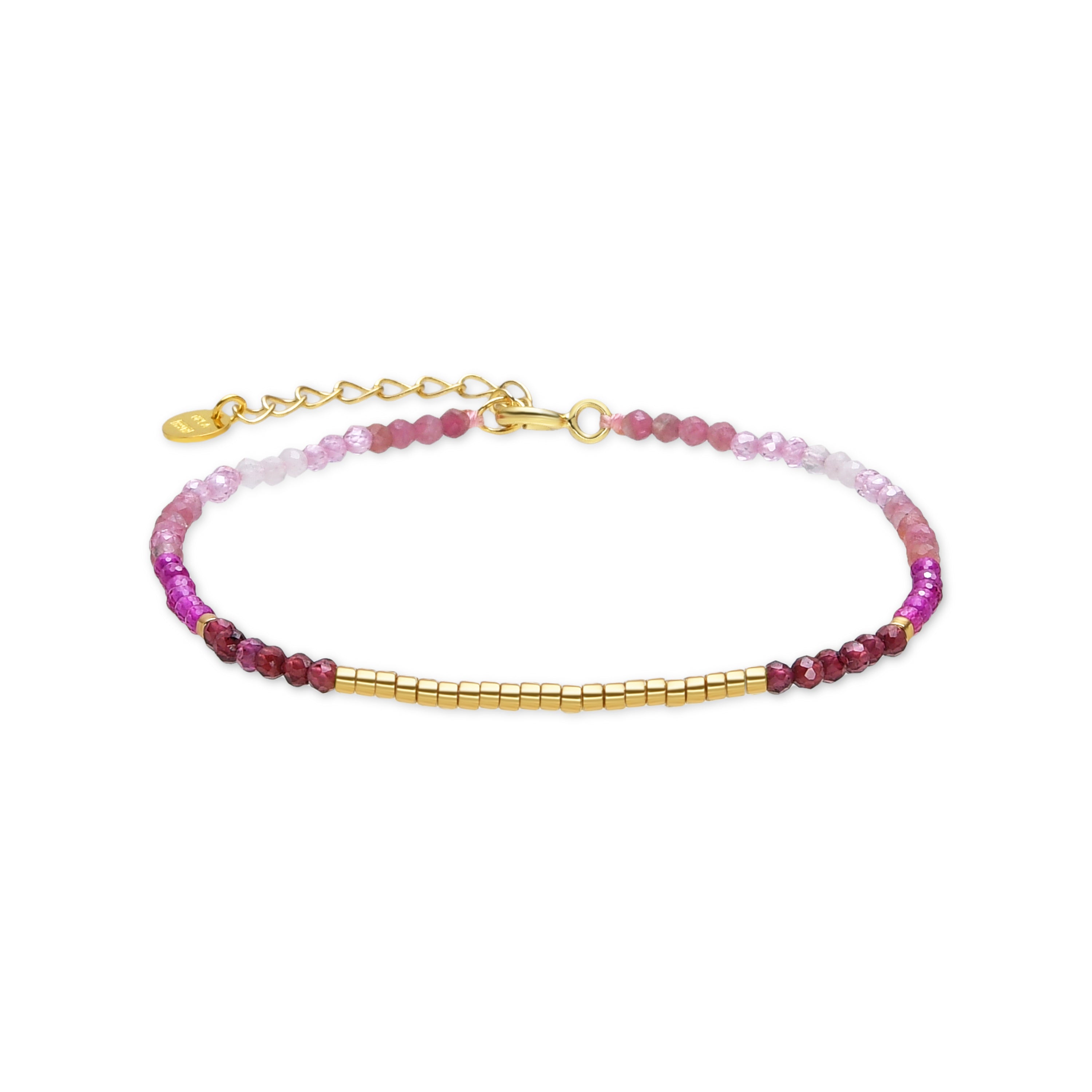 925 Sterling Silver and Pink Crystal Bracelet finished in 18k yellow gold - Vados