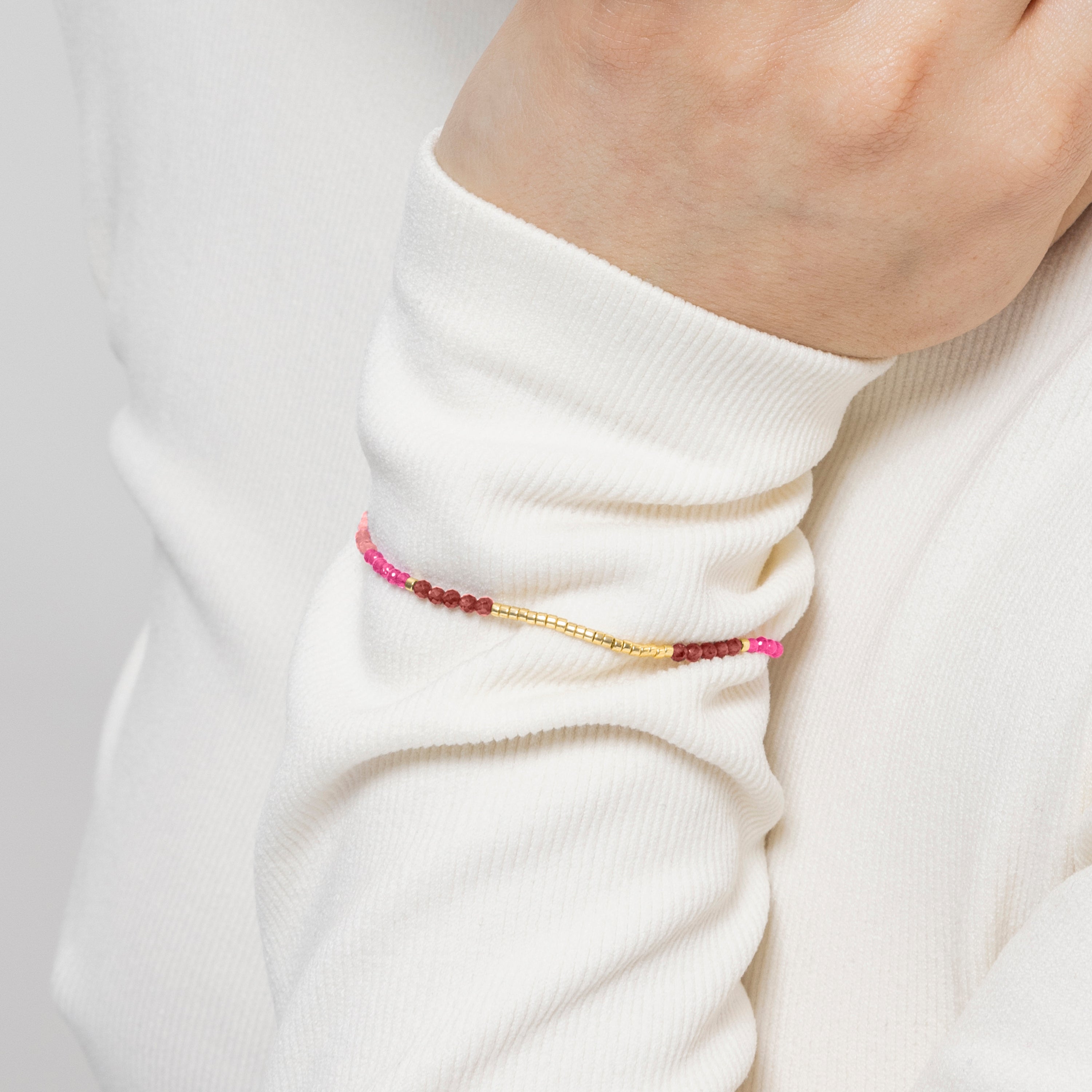 925 Sterling Silver and Pink Crystal Bracelet finished in 18k yellow gold - Vados