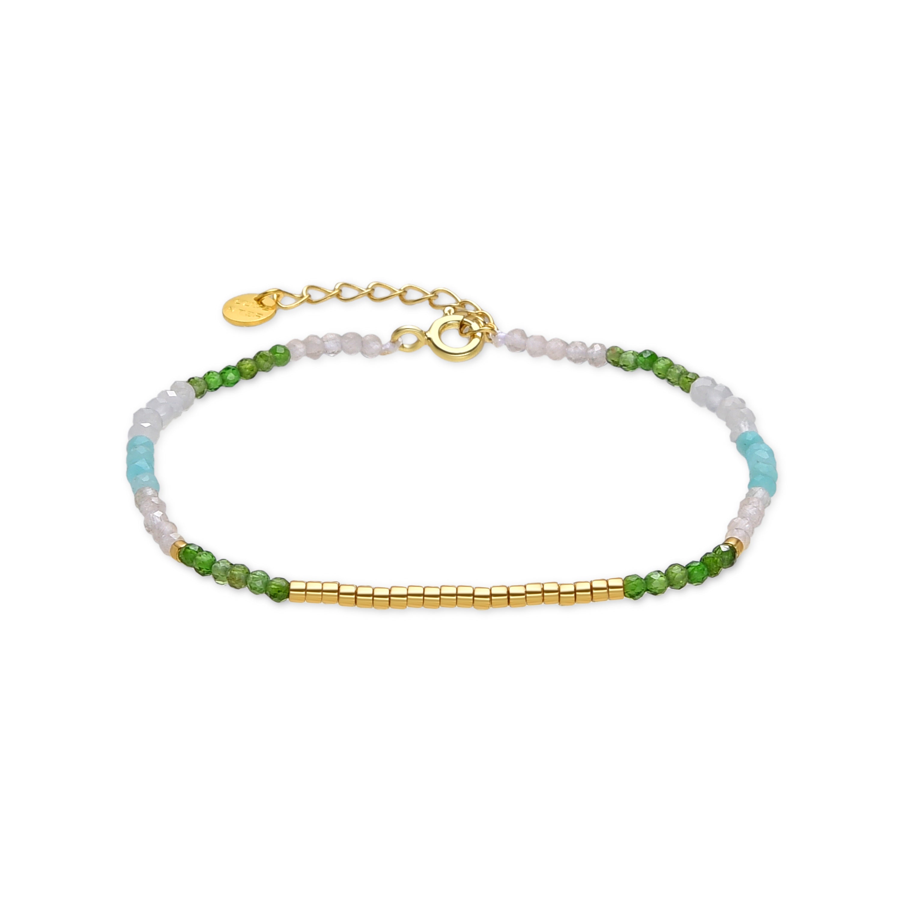 925 Sterling Silver and Green Crystal Bracelet finished in 18K yellow gold - Vados