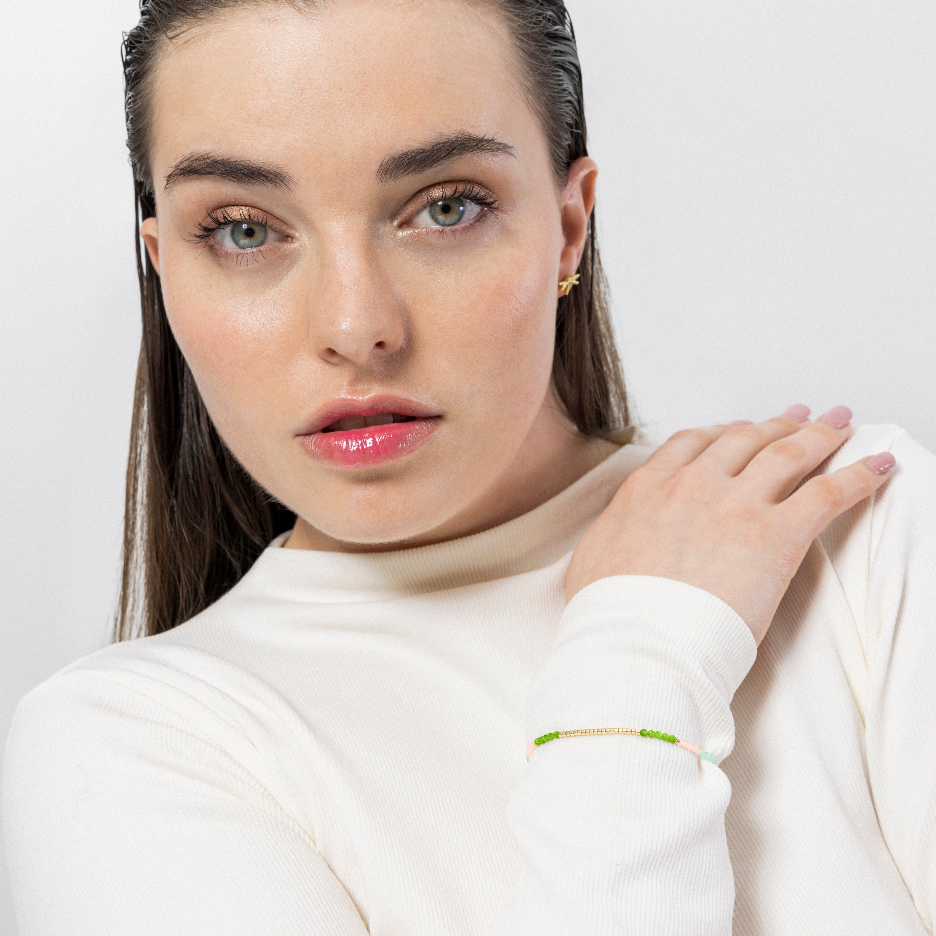 925 Sterling Silver and Green Crystal Bracelet finished in 18K yellow gold - Vados