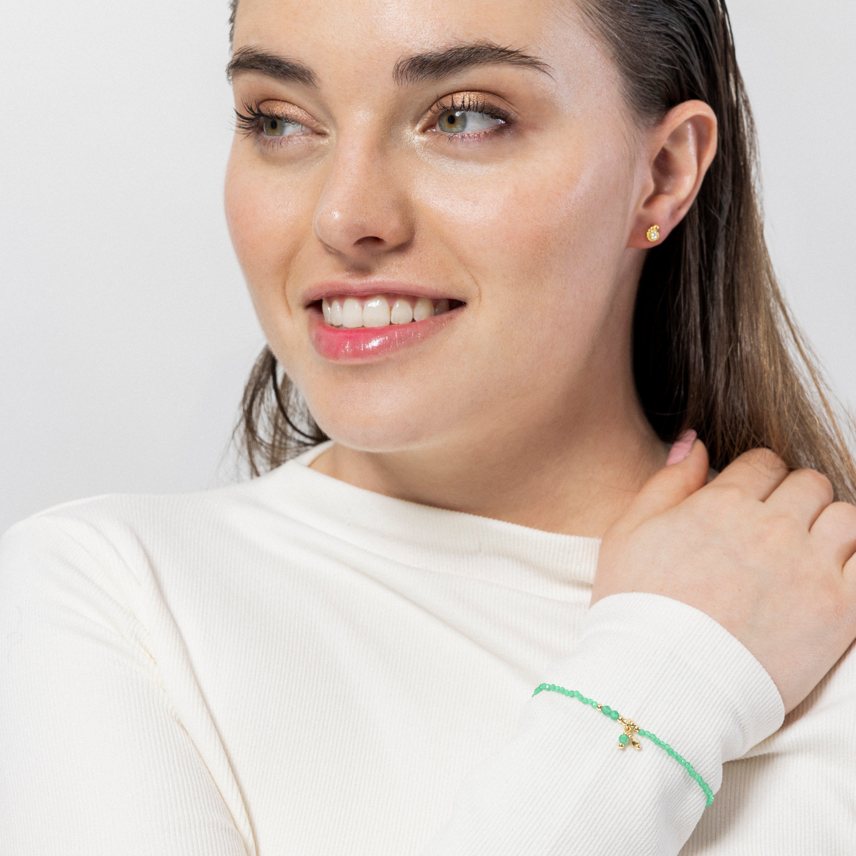 925 Sterling Silver and Green Crystal Bracelet finished in 18k yellow gold - Bialak