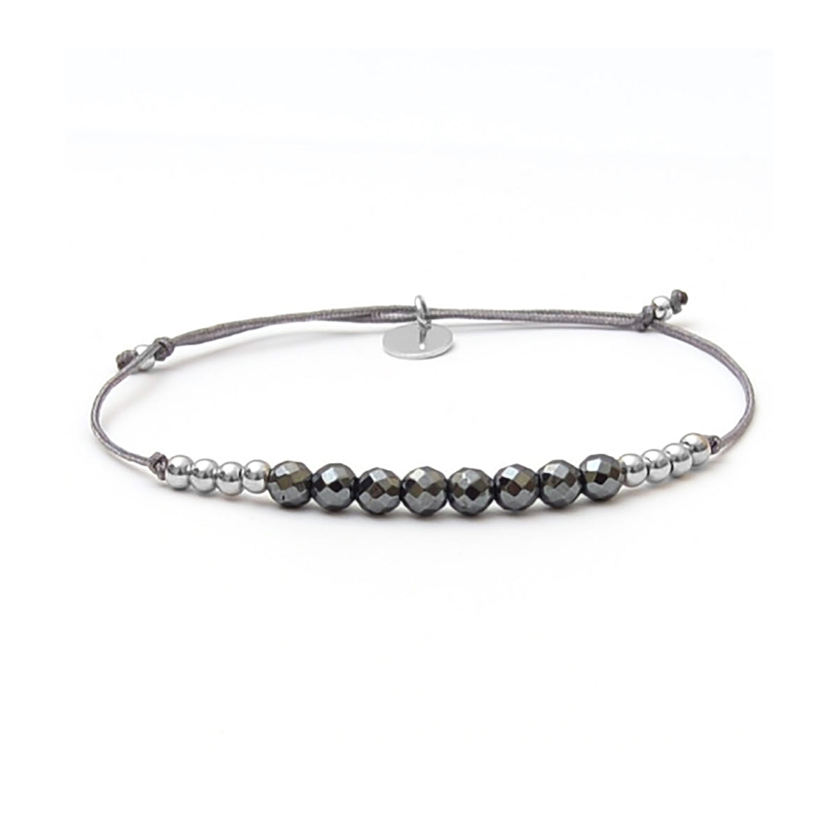 925 Sterling Silver Bracelet with Hematite, Rhodium Finish - Sunya