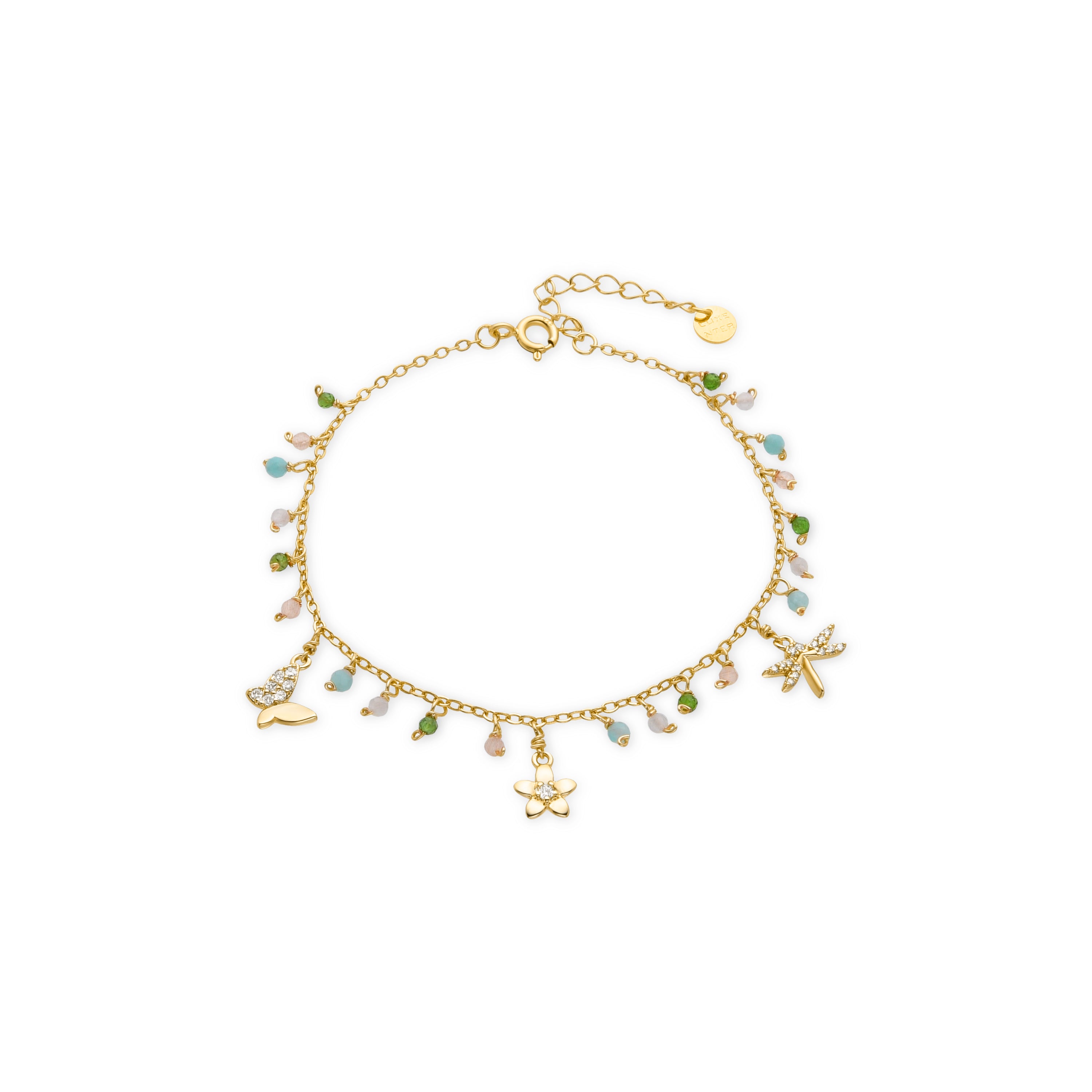 925 Sterling Silver and Green Crystal Bracelet finished in 18K yellow gold - Lok