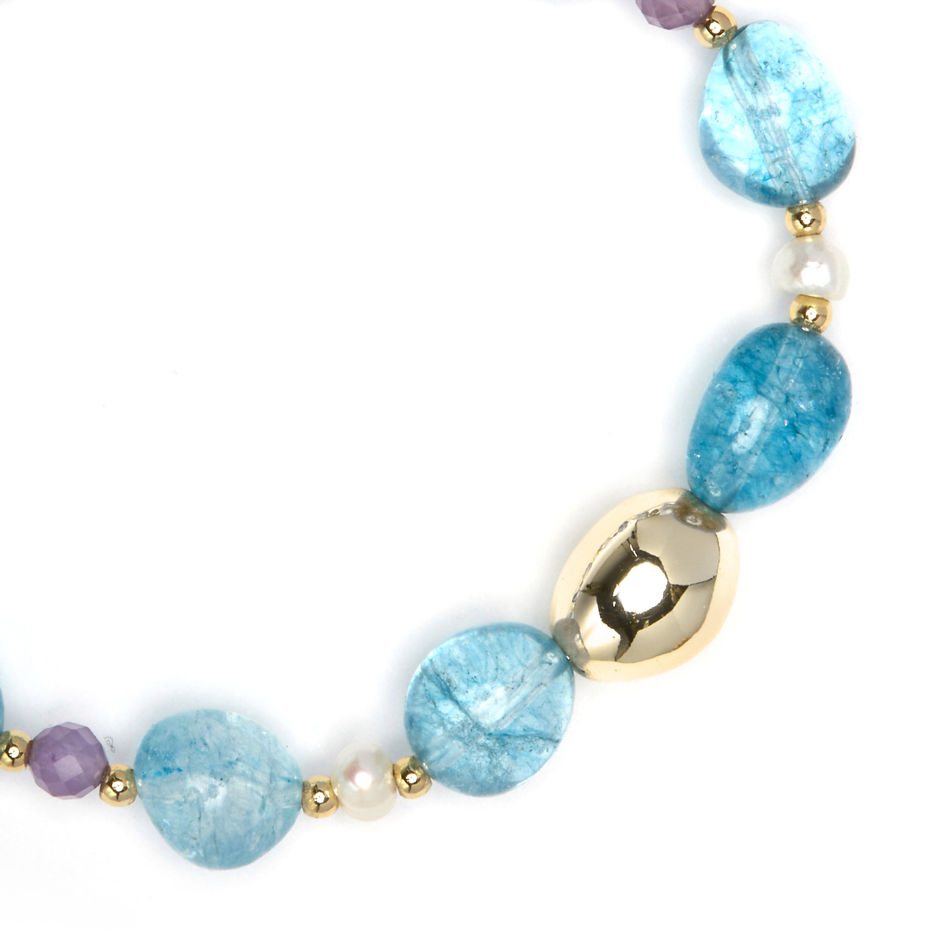 925 Sterling Silver and Blue Crystal Bracelet finished in 18k Yellow Gold - Aswudi