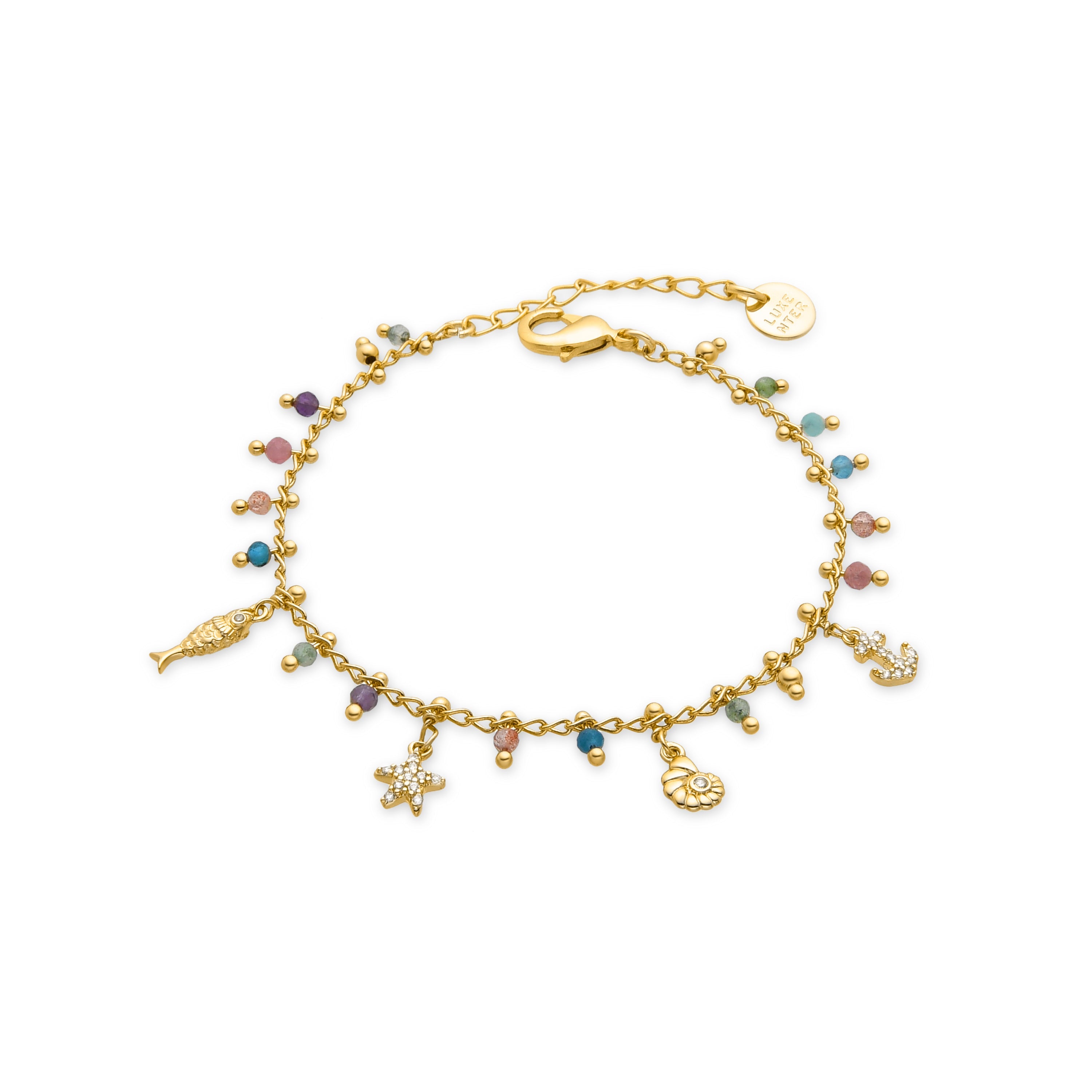 925 Sterling Silver and Multicolor Crystal Bracelet finished in 18K yellow gold - Kaiquia