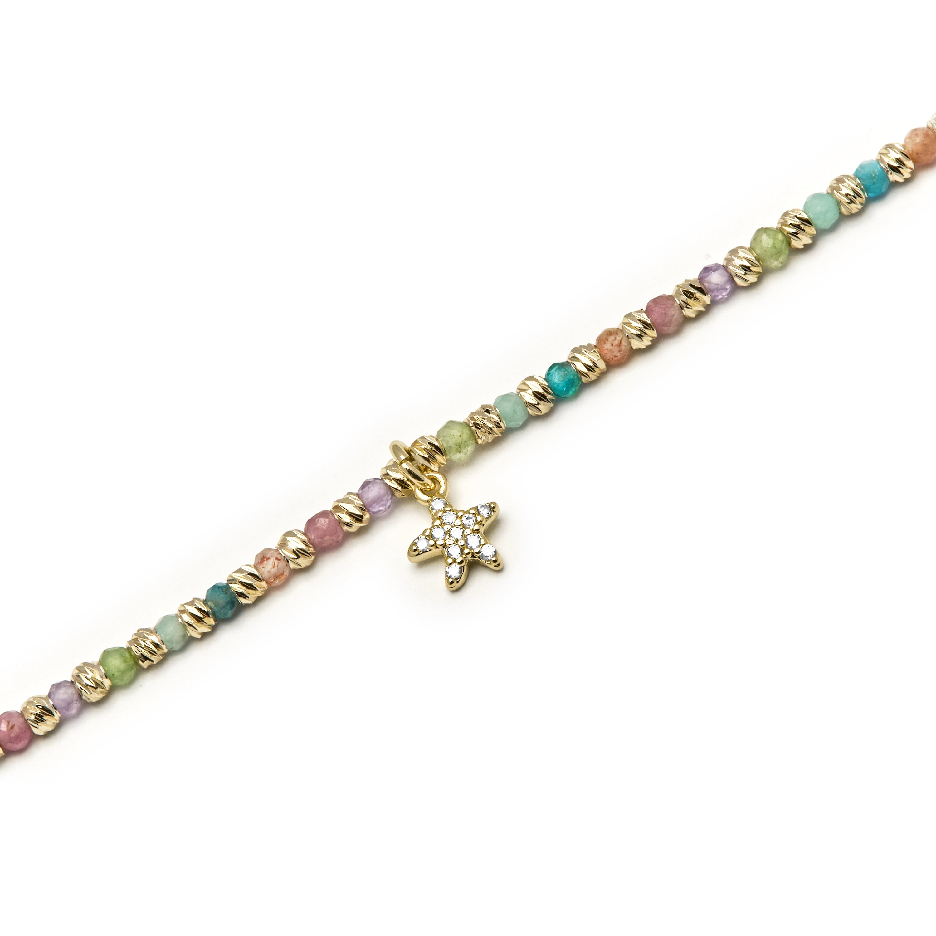 925 Sterling Silver and Multicolor Crystal Bracelet finished in 18k yellow gold - Star