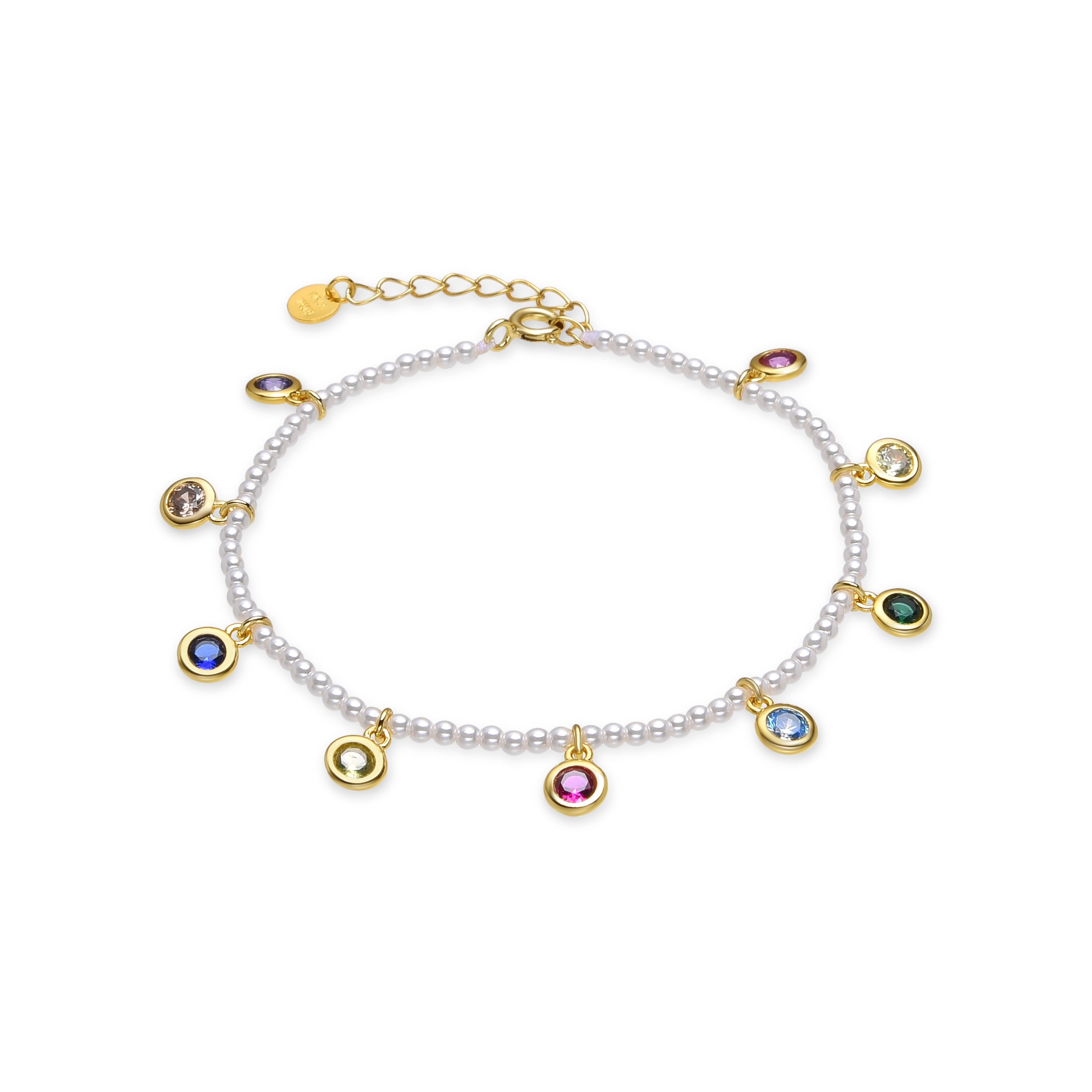 925 Sterling Silver and White Pearl Bracelet finished in 18K yellow gold - Alori
