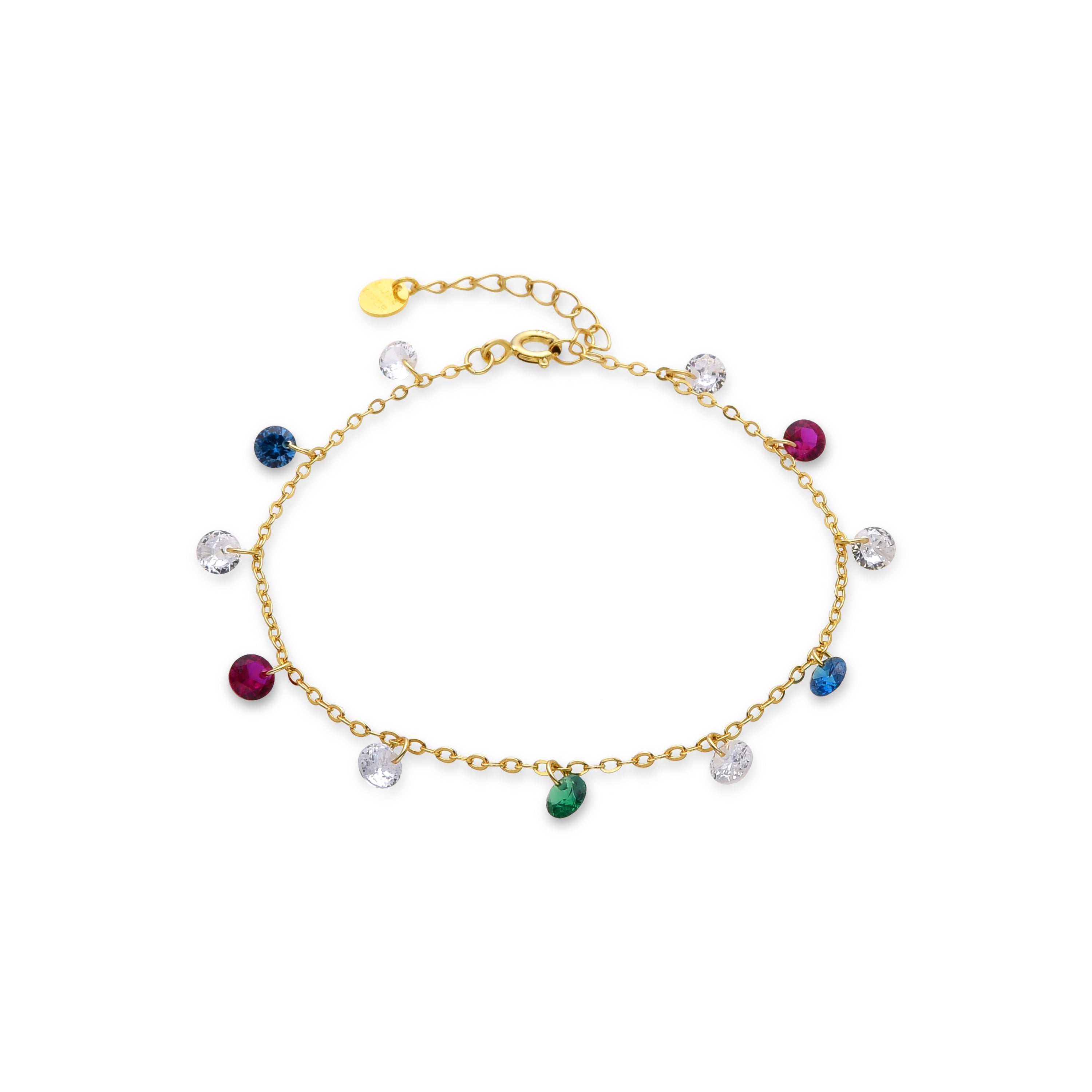 925 Sterling Silver and Multicolor Zirconia Bracelet Finished in 18K Yellow Gold - Sumju