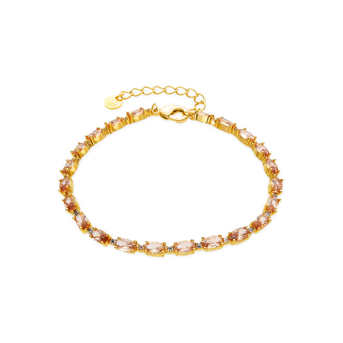 925 Sterling Silver and Champagne Zirconia Bracelet with 18k Gold Finish - Morilda