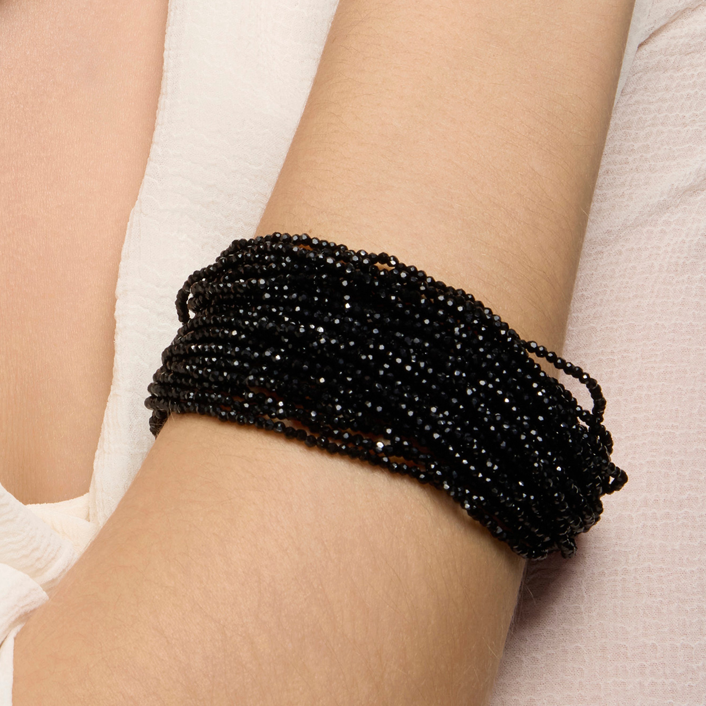 925 Sterling Silver and Black Crystal Bracelet with Rhodium Finish - Kibak