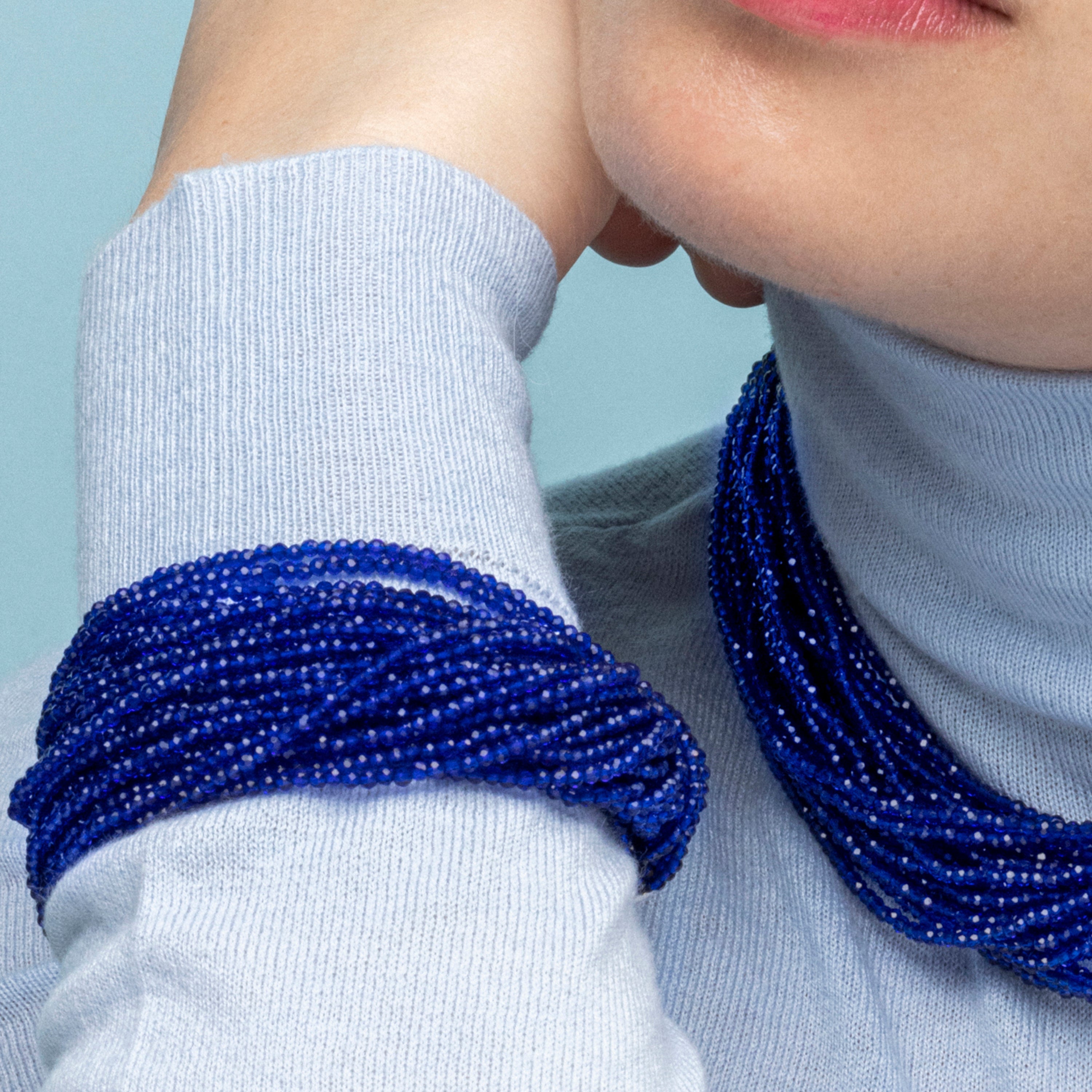 Dark Blue Crystal Bracelet with Rhodium Finish - Kibak