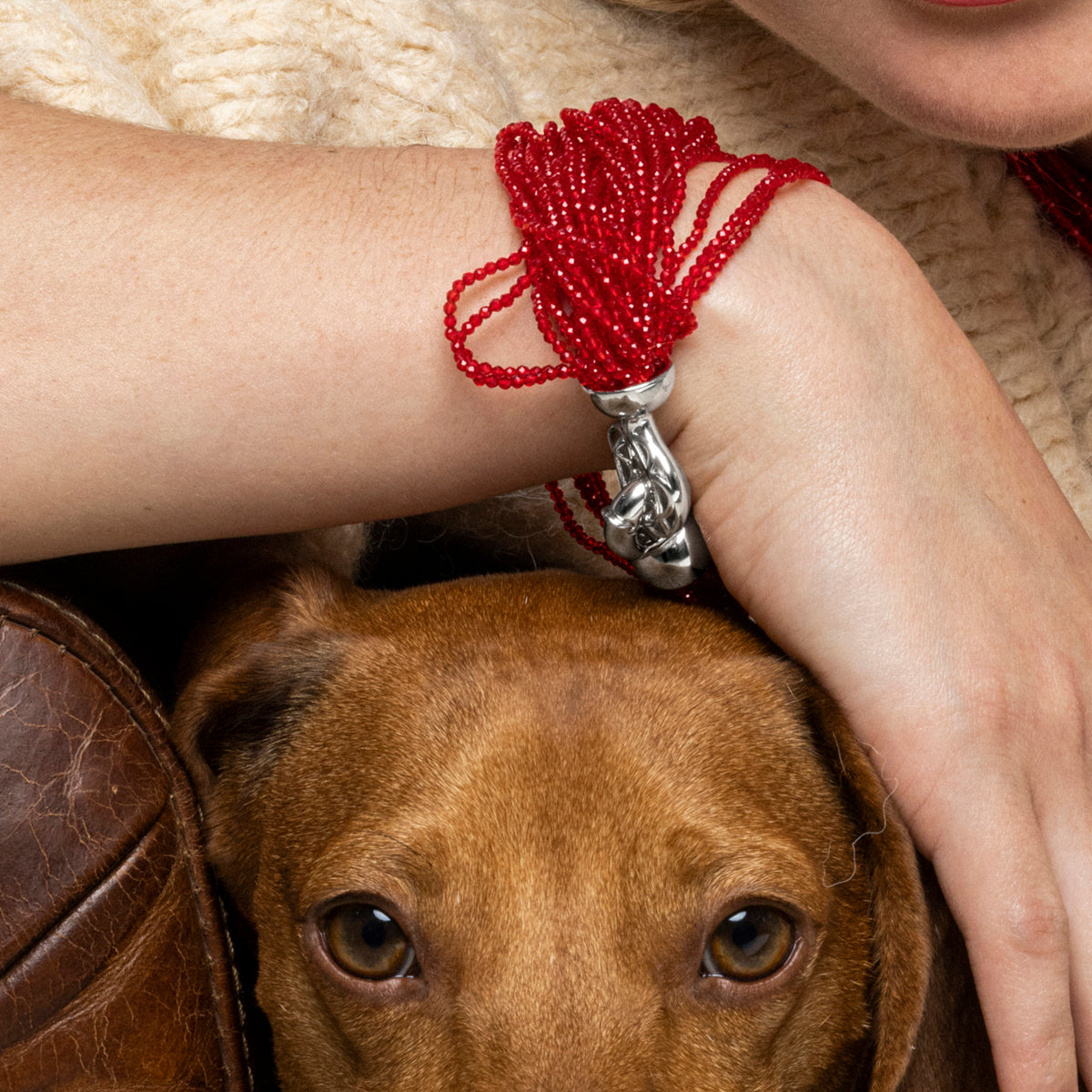 Red Crystal Bracelet with rhodium finish - Kibak