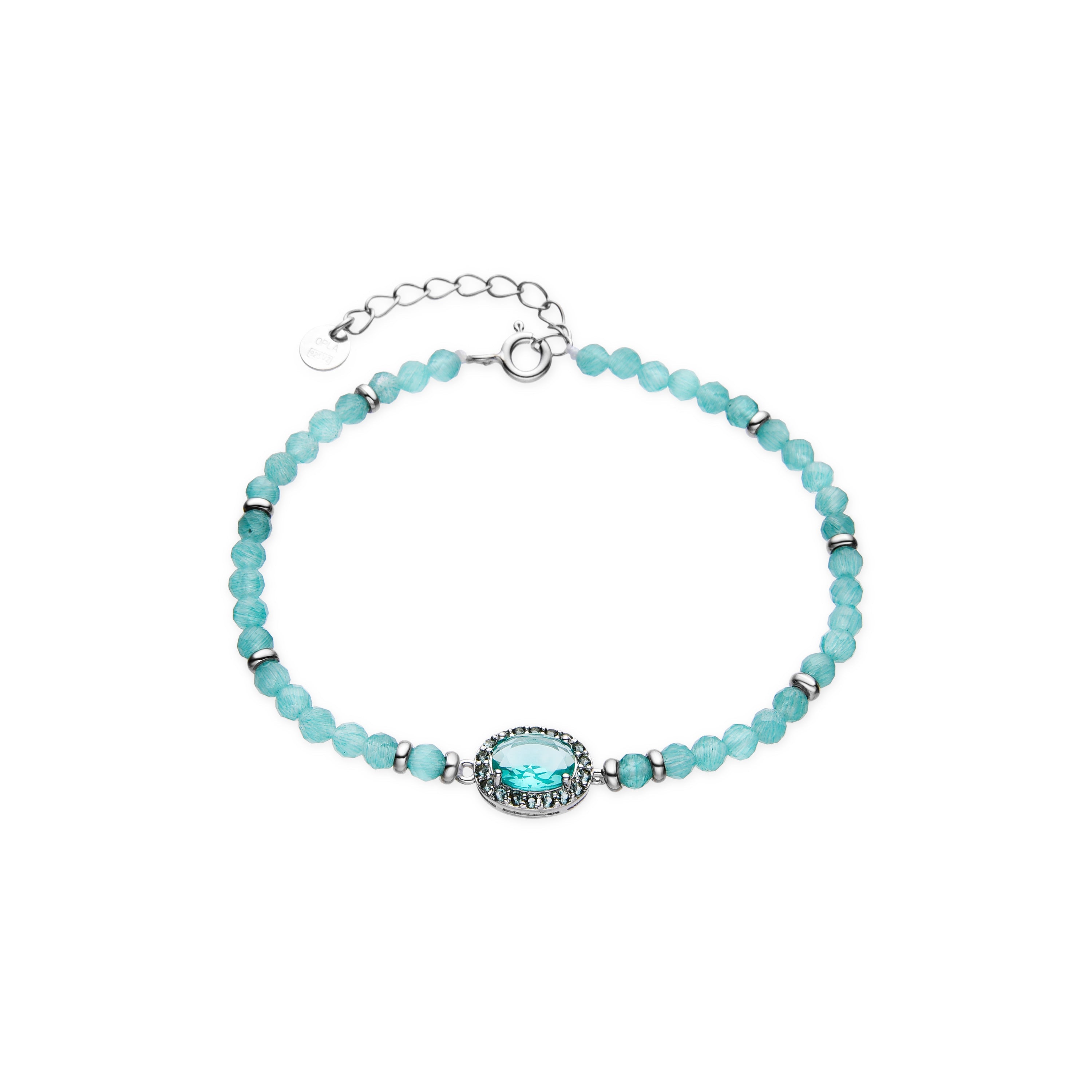 Pulseira em Prata de Lei 925 e Zircónia Topázio Azul com acabamento ródio - Nazki