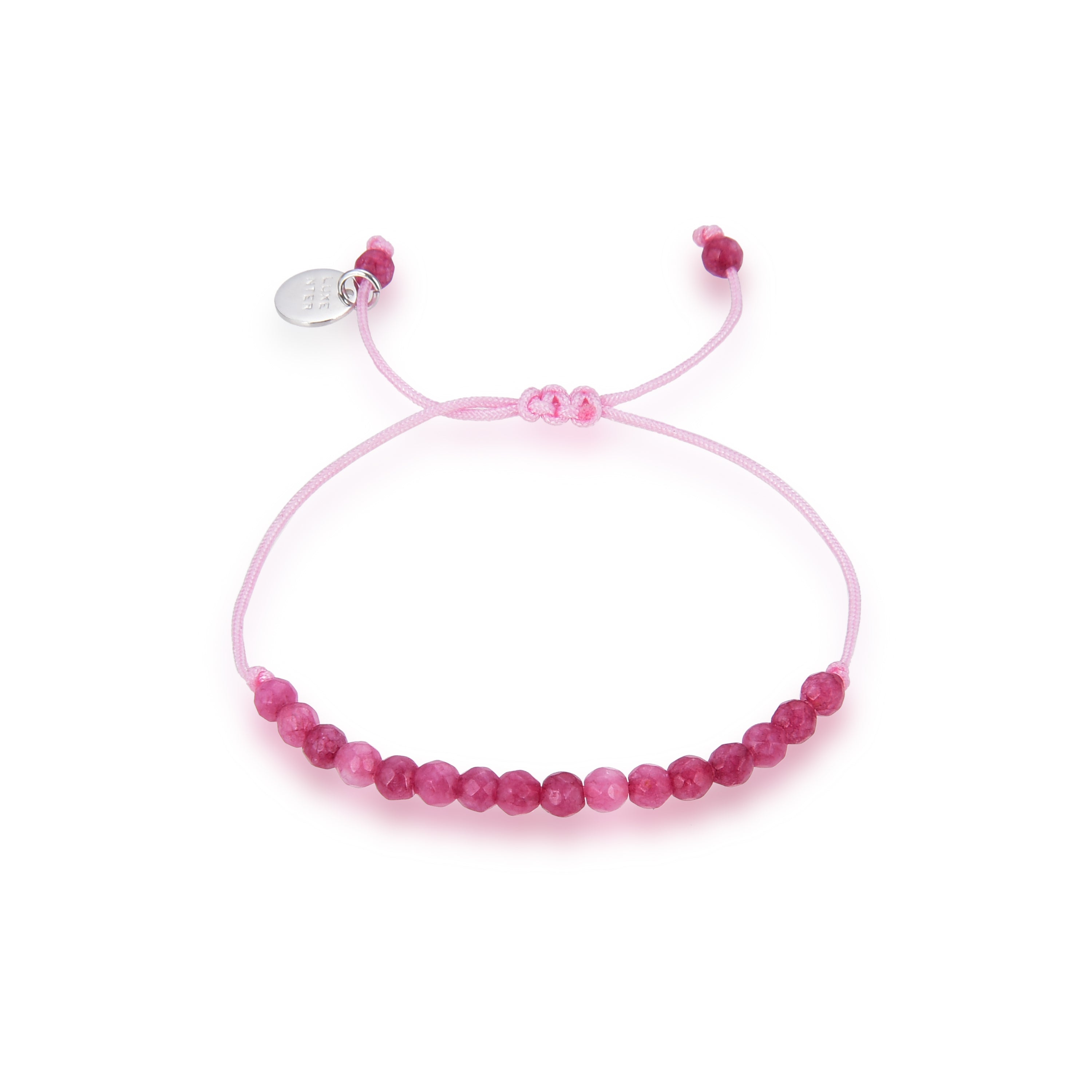 925 Sterling Silver Bracelet with Fuchsia Jade and Rhodium Finish - Aquisa