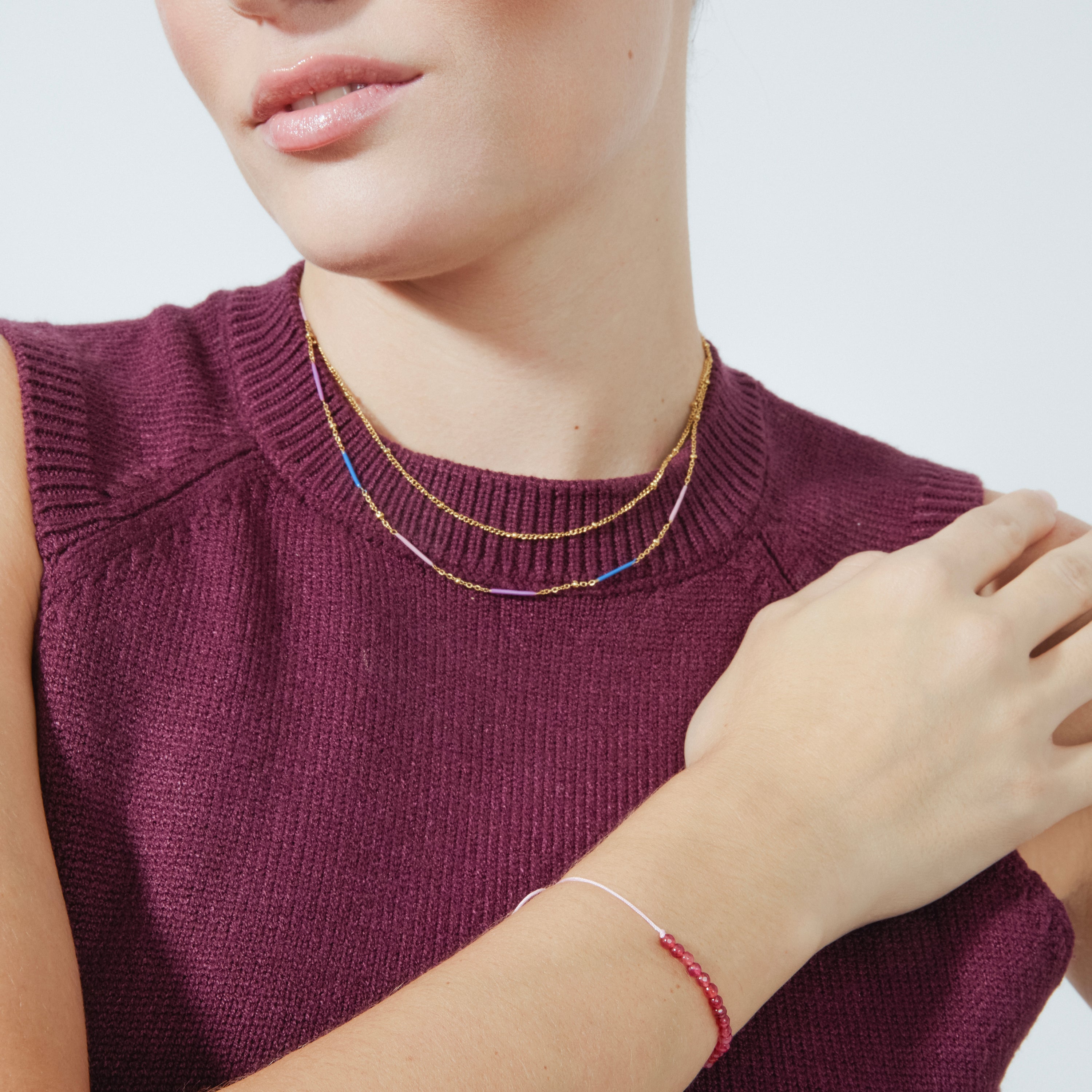 925 Sterling Silver Bracelet with Fuchsia Jade and Rhodium Finish - Aquisa