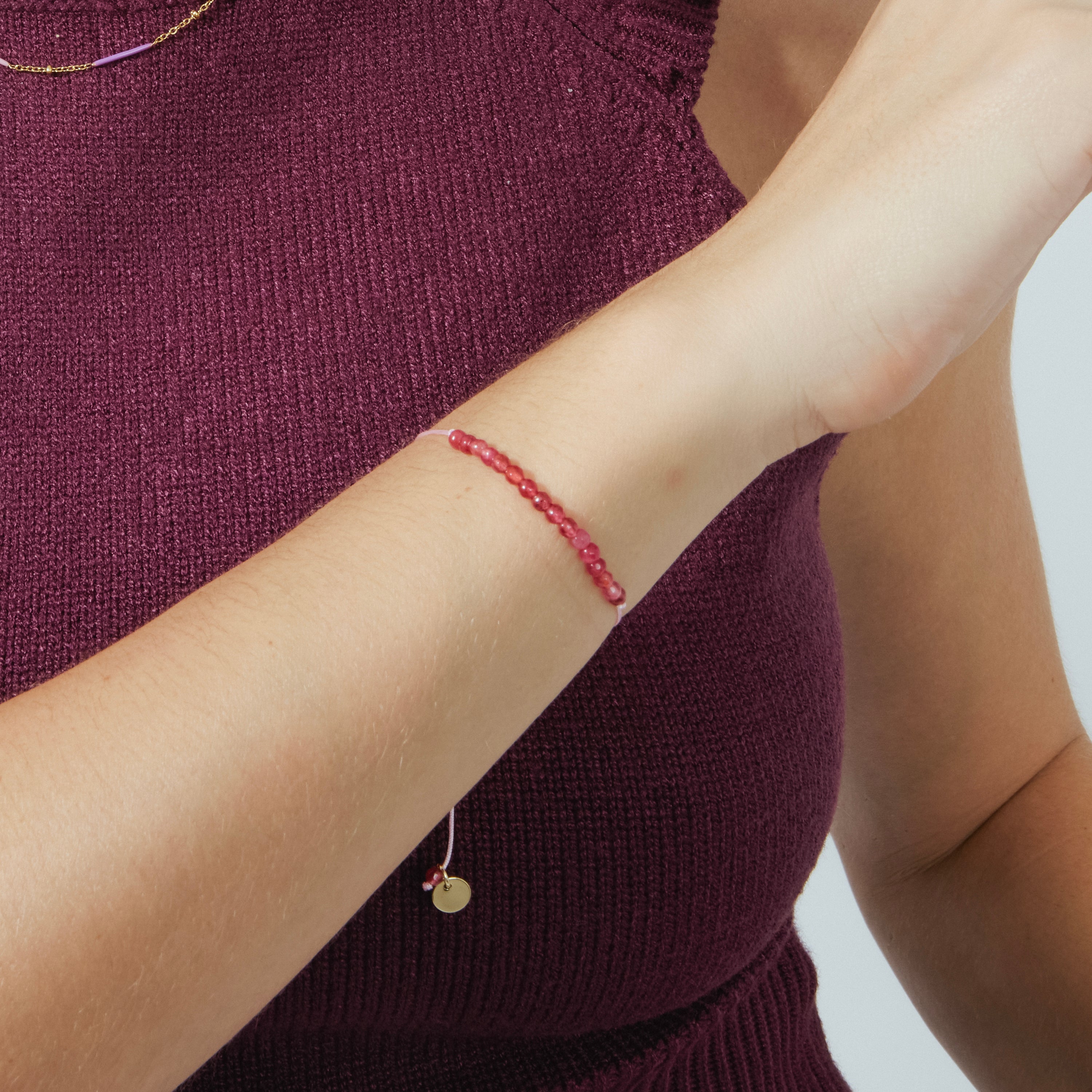 925 Sterling Silver Bracelet with Fuchsia Jade and Rhodium Finish - Aquisa