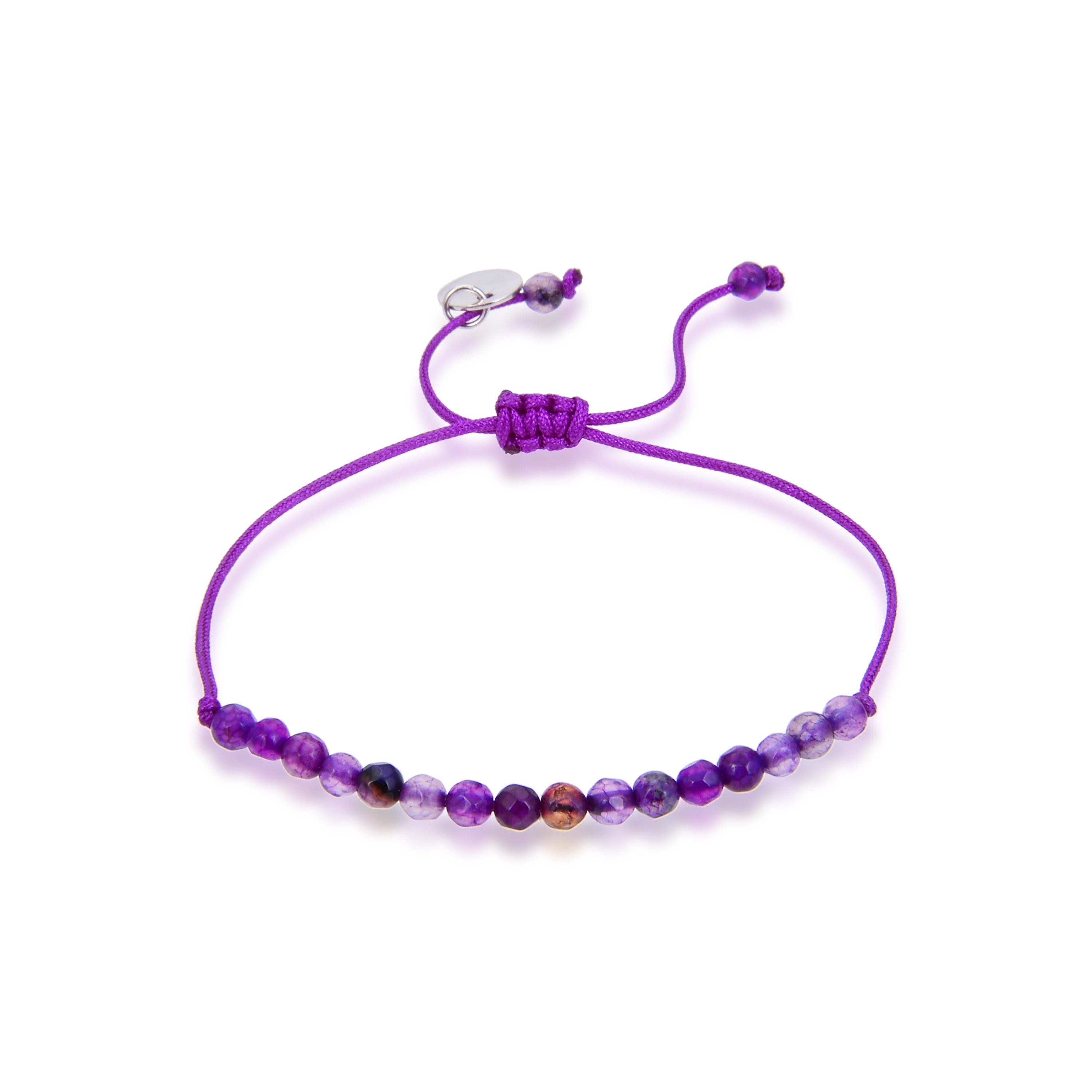 925 Sterling Silver Purple Jade Rhodium-Plated Bracelet - Aquisa