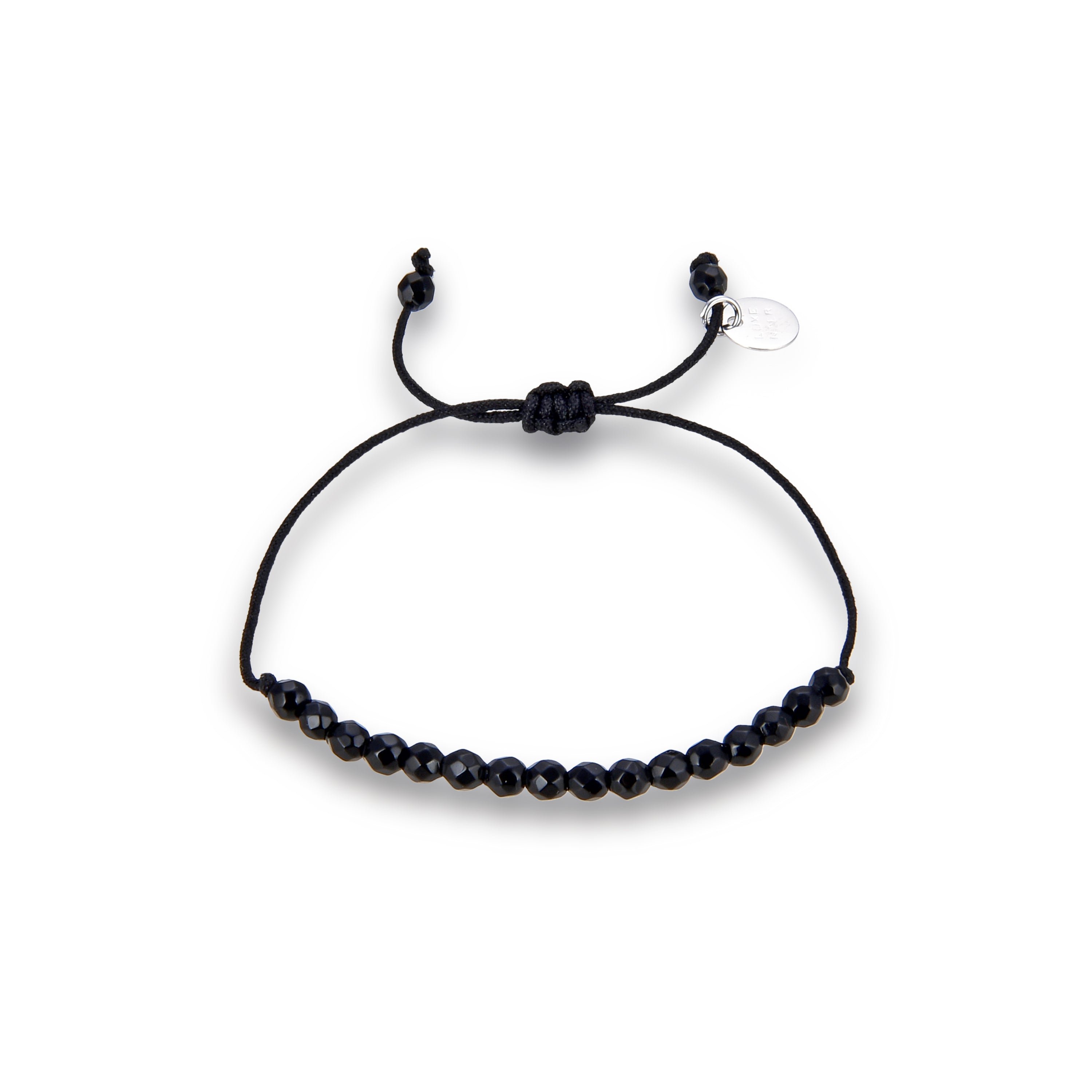 925 Sterling Silver Bracelet with Black Jade, Rhodium Finish - Aquisa