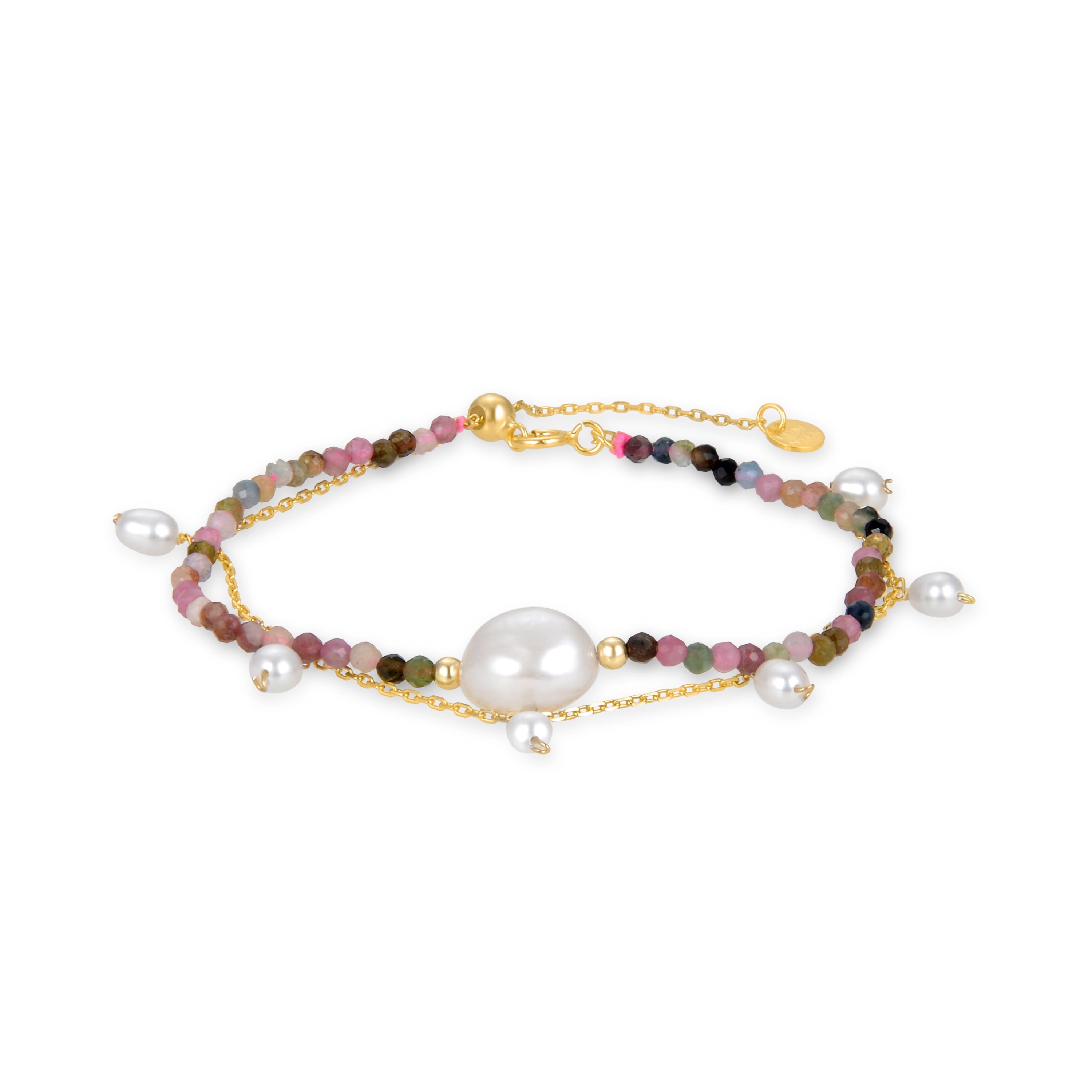 925 Sterling Silver Bracelet with White Pearl finished in 18K Yellow Gold - Ysna