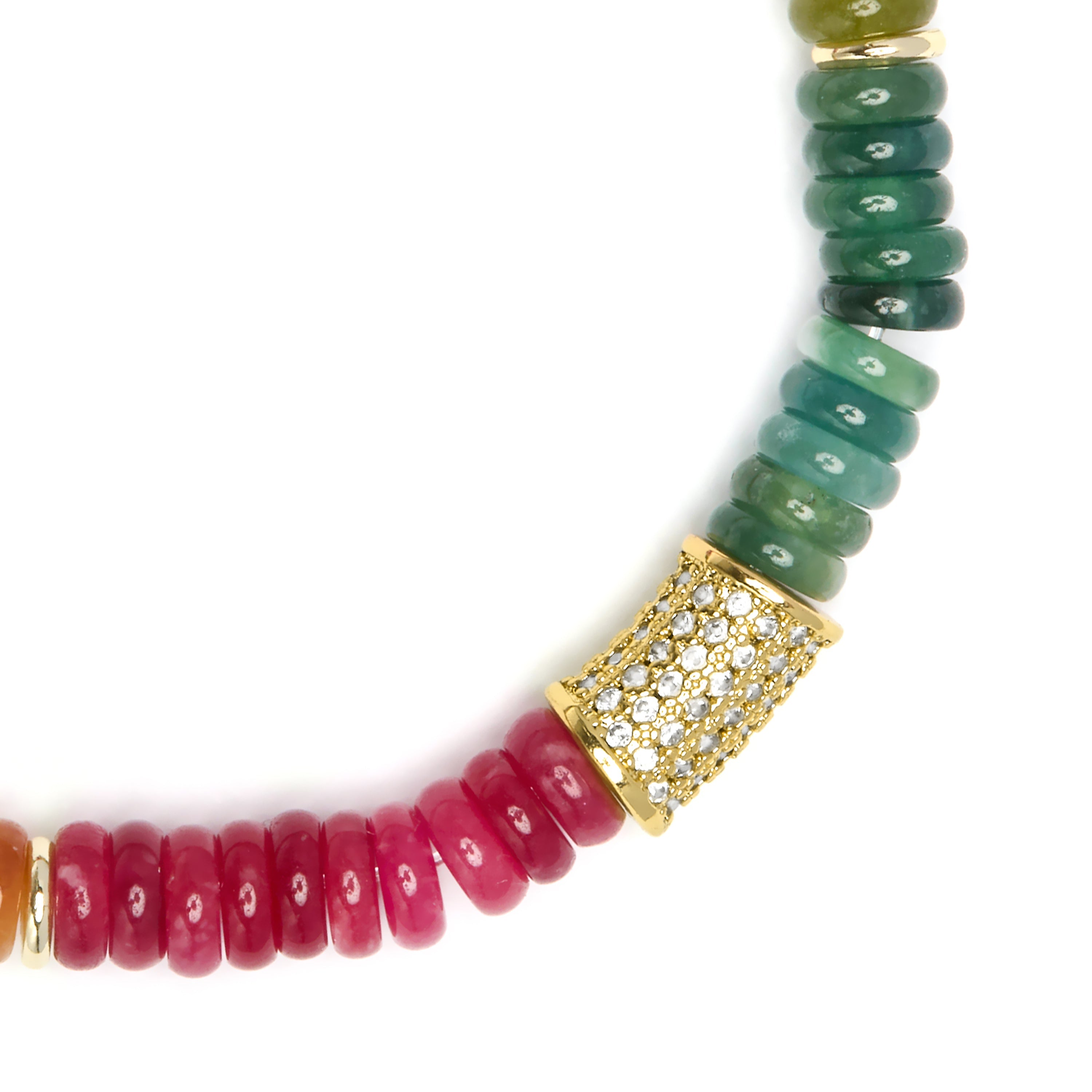 925 Sterling Silver and Multicolored Tourmaline Bracelet with 18k Yellow Gold Finish - Megro