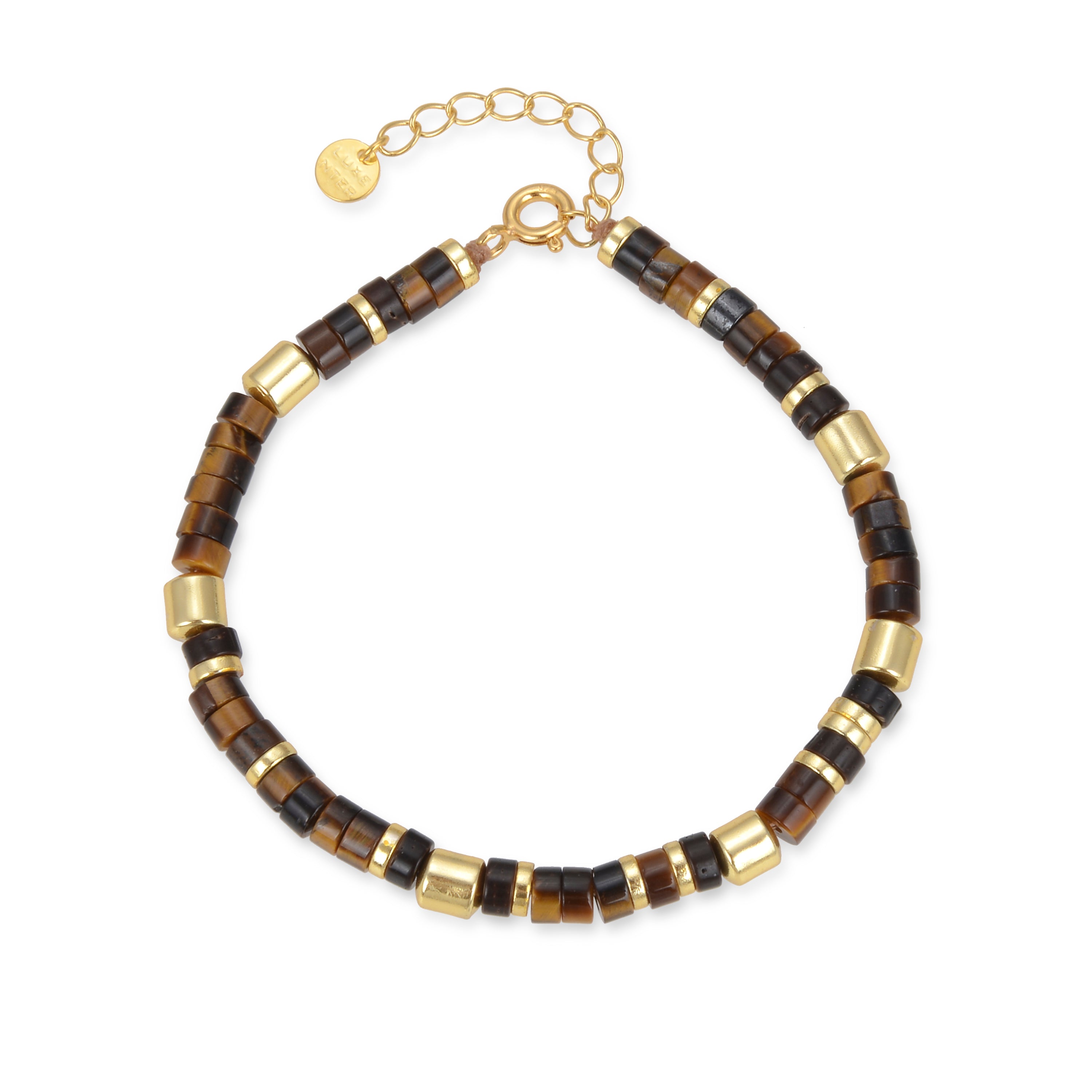 925 Sterling Silver Tiger's Eye Bracelet finished in 18K yellow gold - Ihun