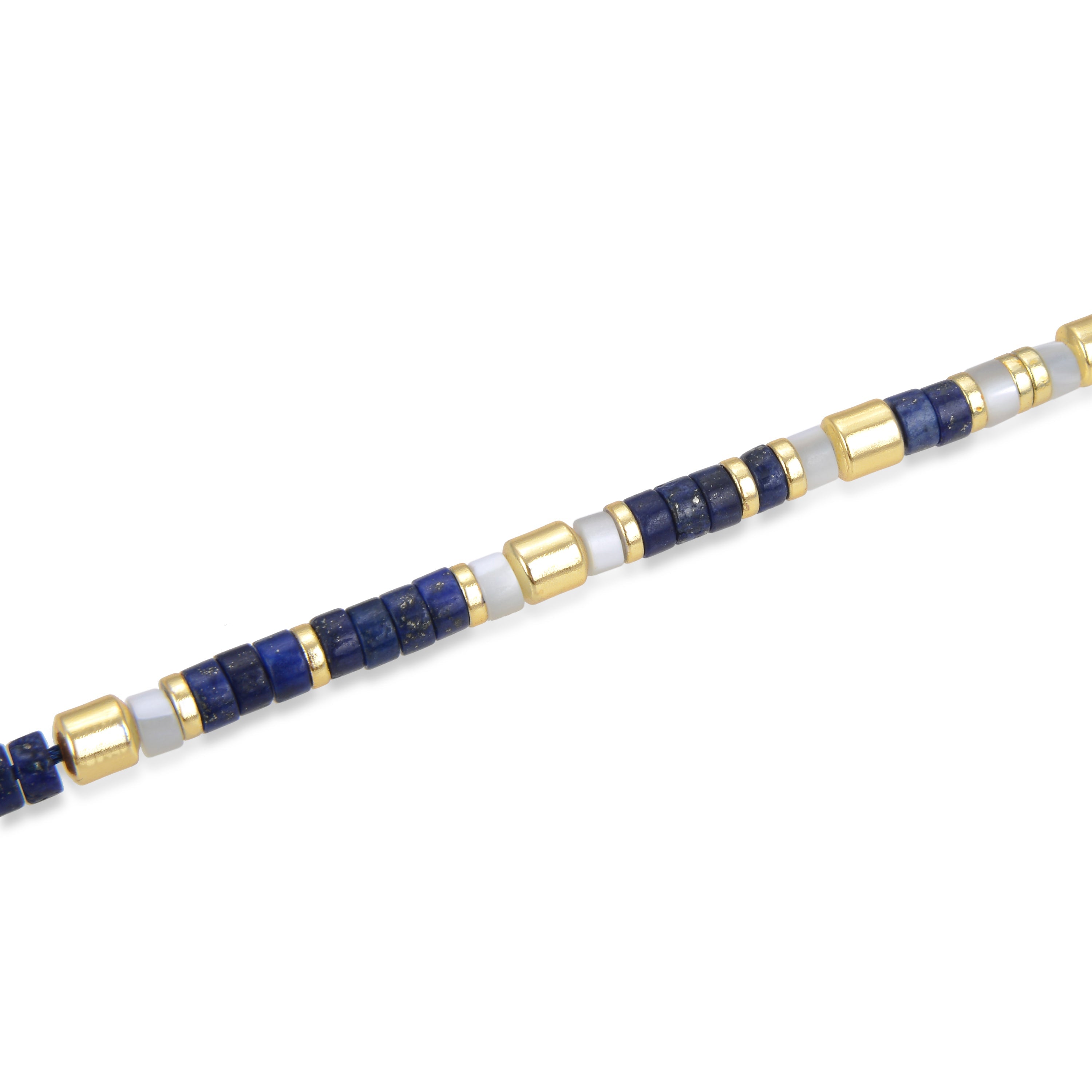 925 Sterling Silver Bracelet with Natural Lapis Lazuli Finished in 18K Yellow Gold - Ihun