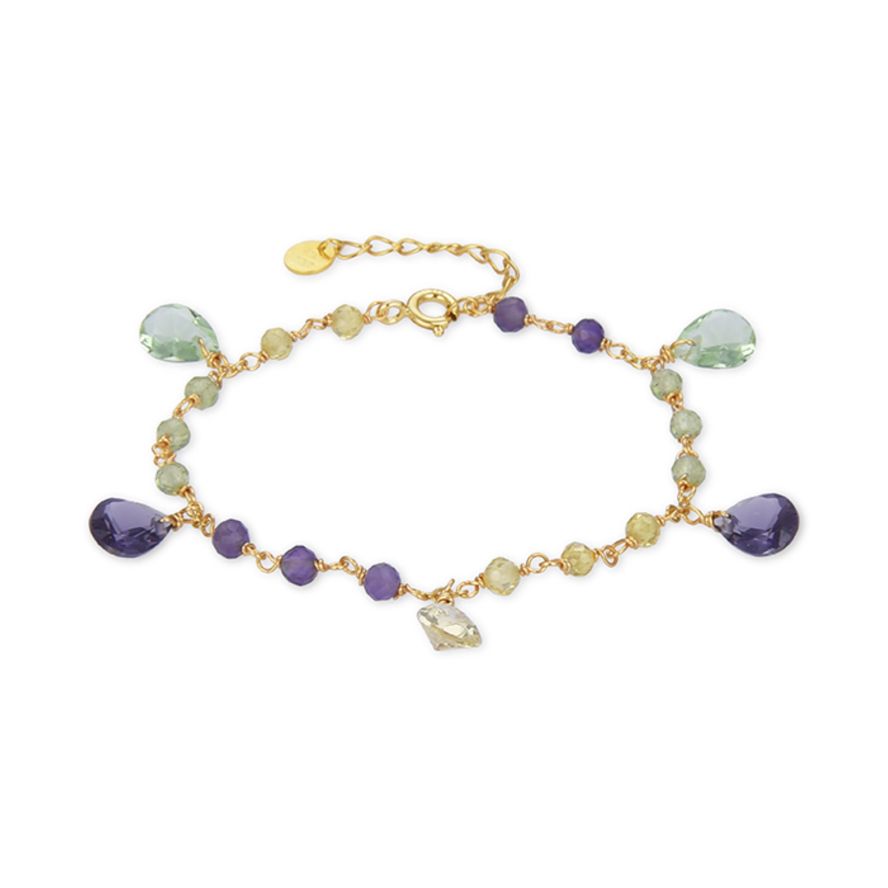925 Sterling Silver Bracelet with Fluorite Finished in 18K Yellow Gold - Sereo