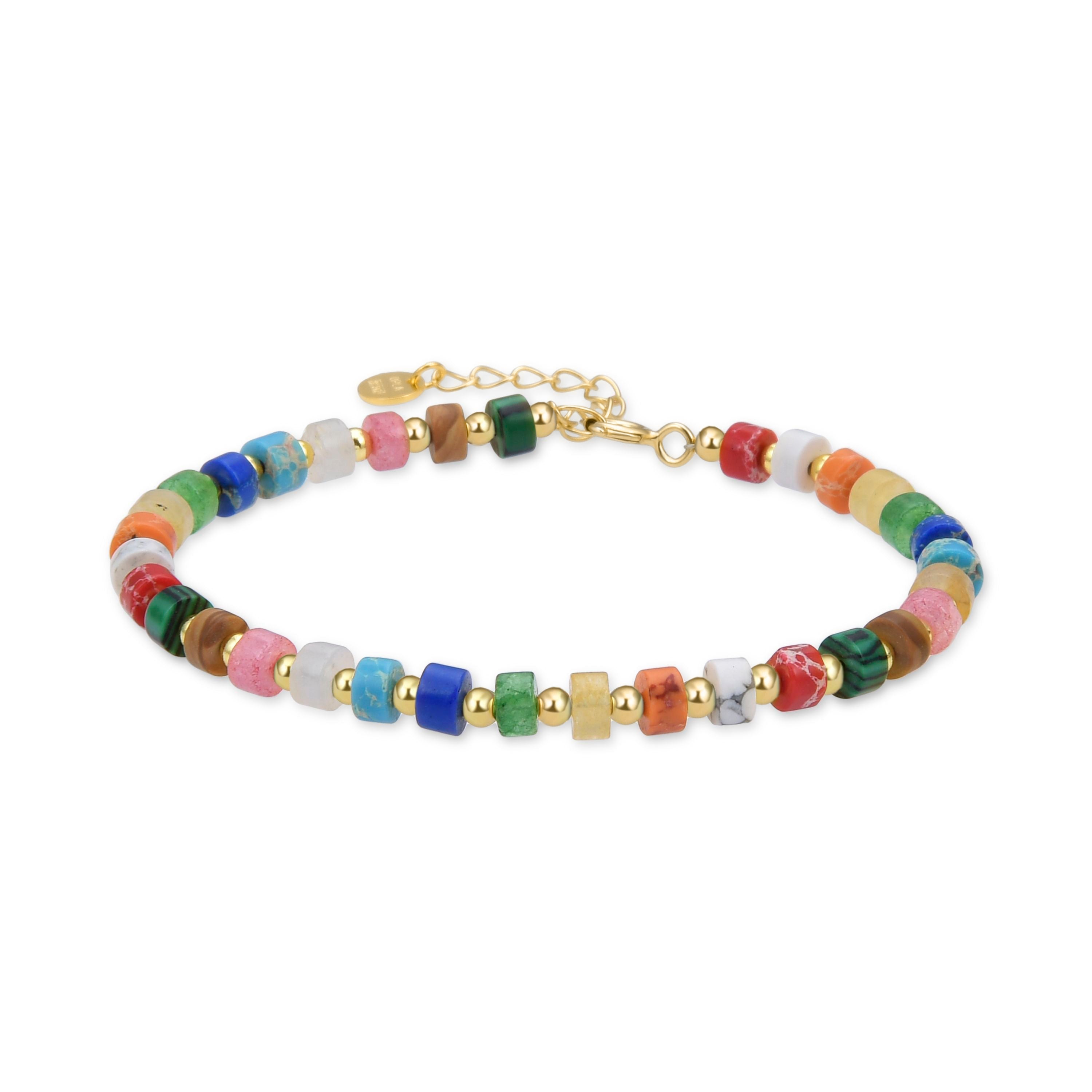 925 Sterling Silver Bracelet with Multicolor Crystals Finished in 18K Yellow Gold - Ihun