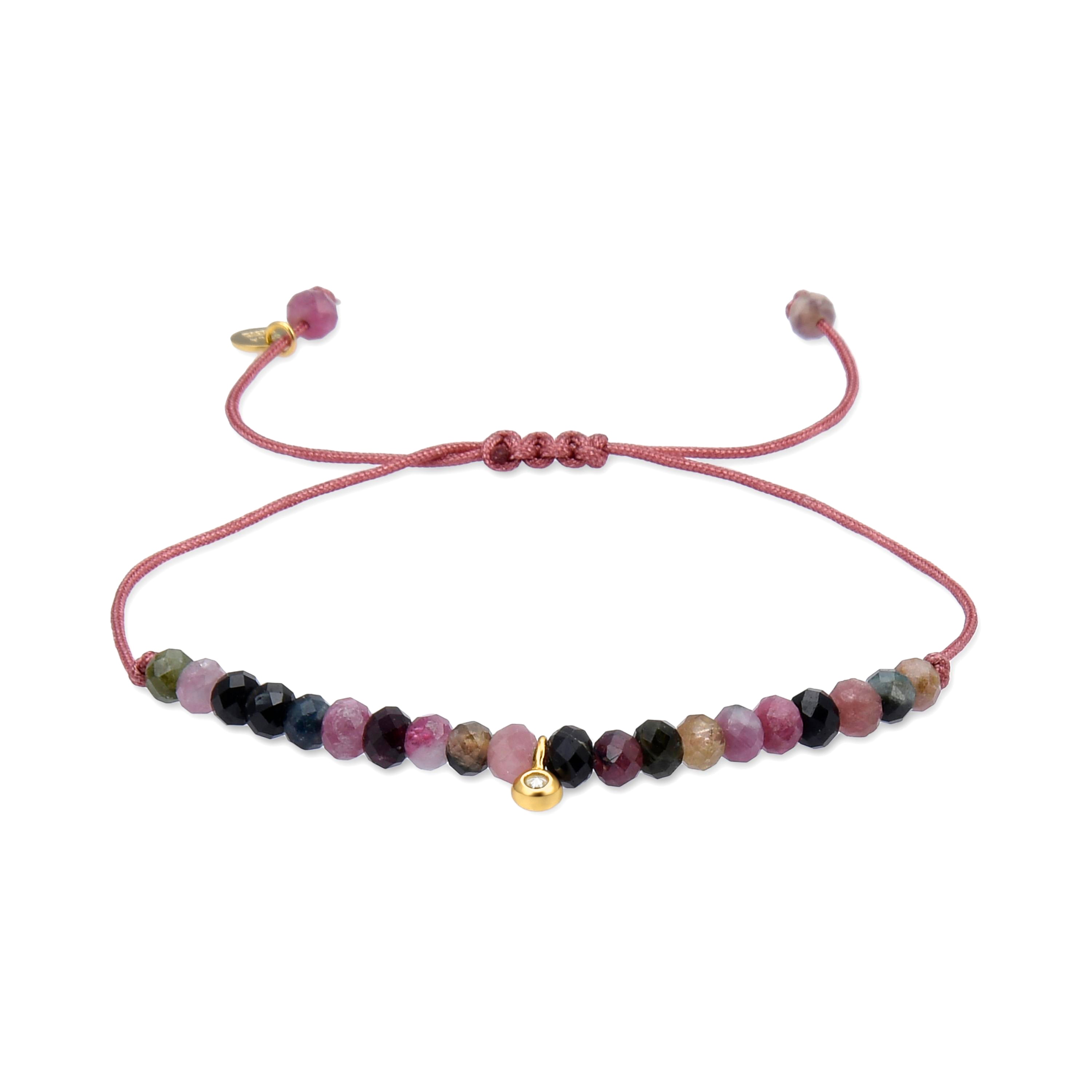 925 Sterling Silver Bracelet with Multicolor Crystals Finished in 18K Yellow Gold - Kasai