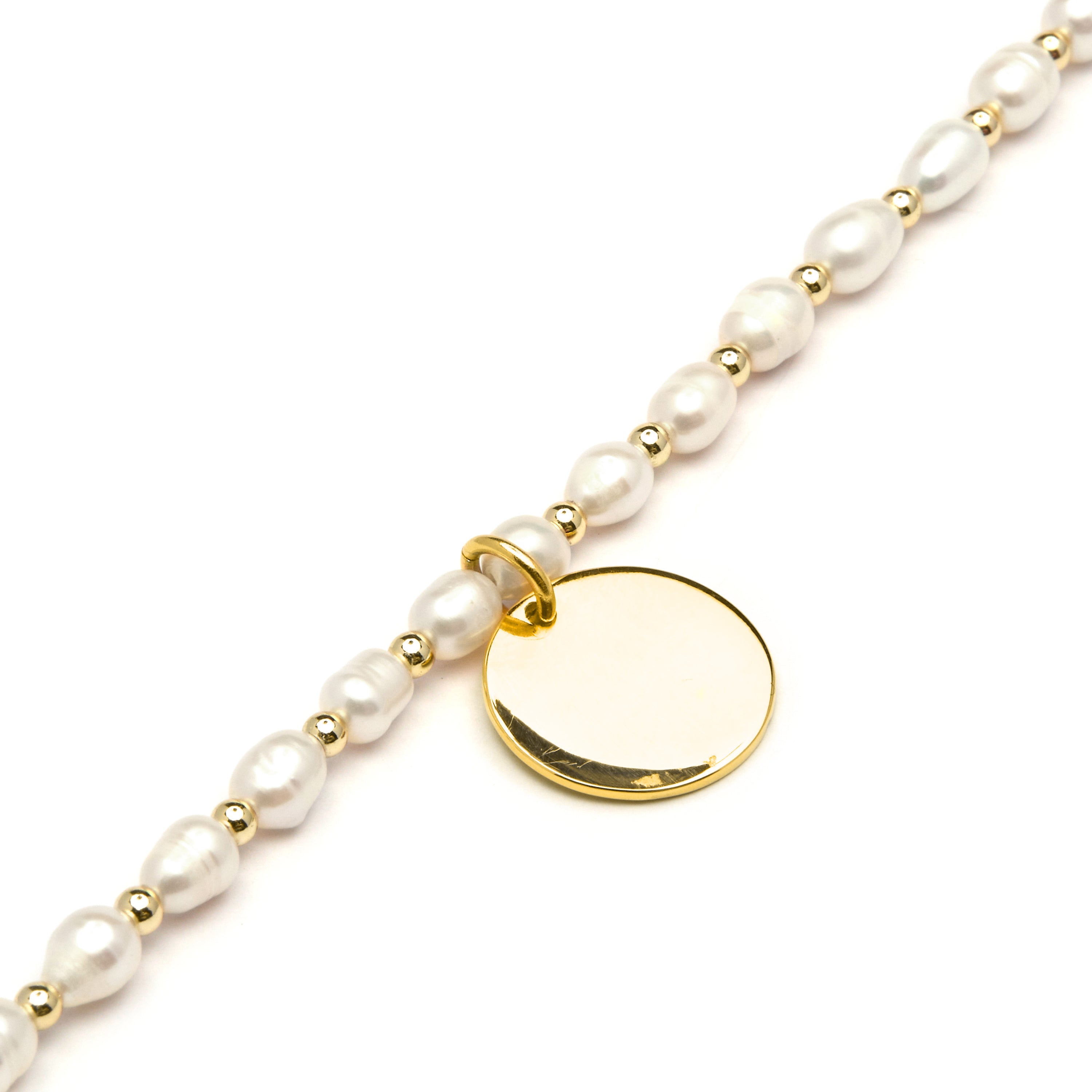 925 Sterling Silver Bracelet with White Pearl finished in 18K Yellow Gold - Mahi