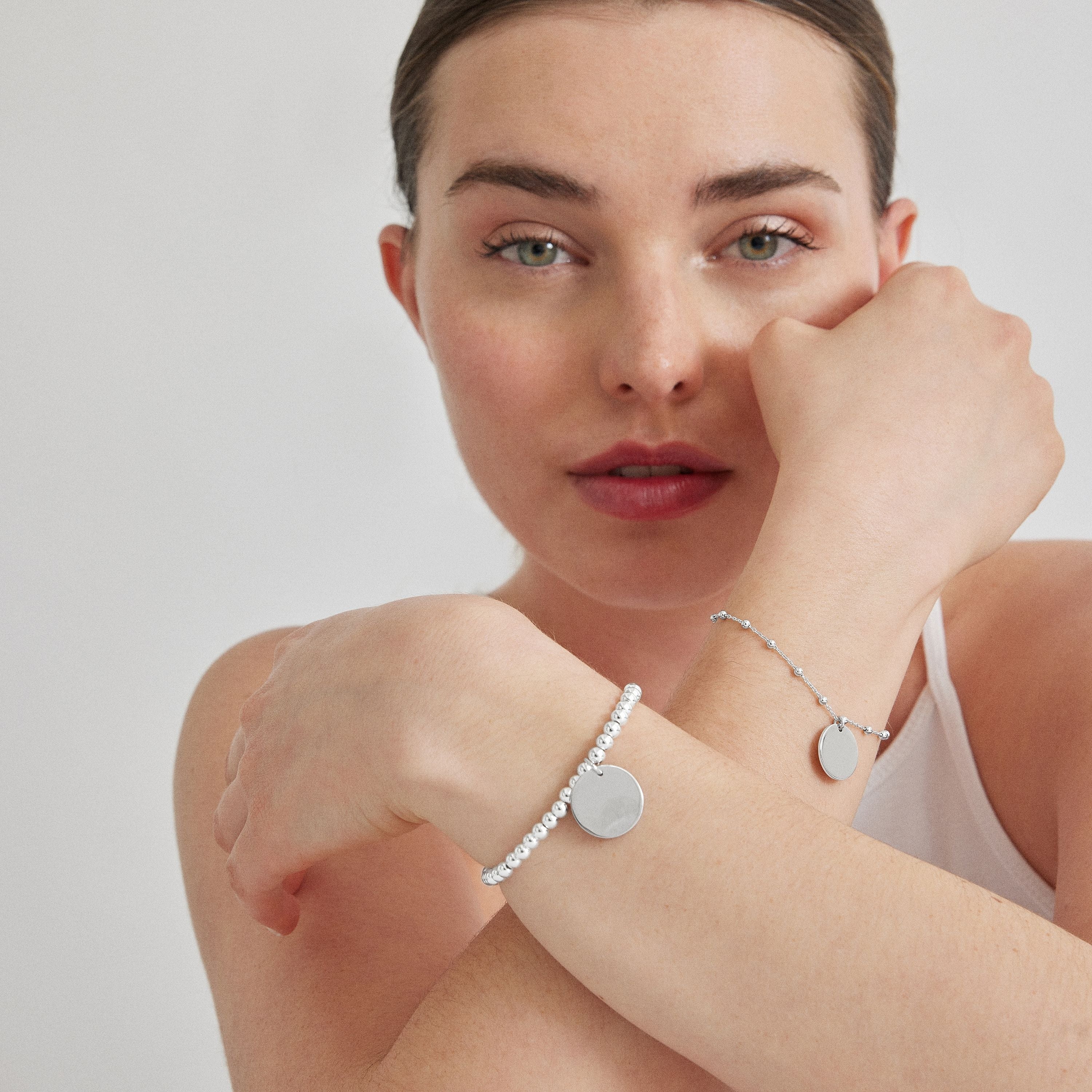 925 Sterling Silver Bracelet with Hematite, Rhodium Finish - Nakko