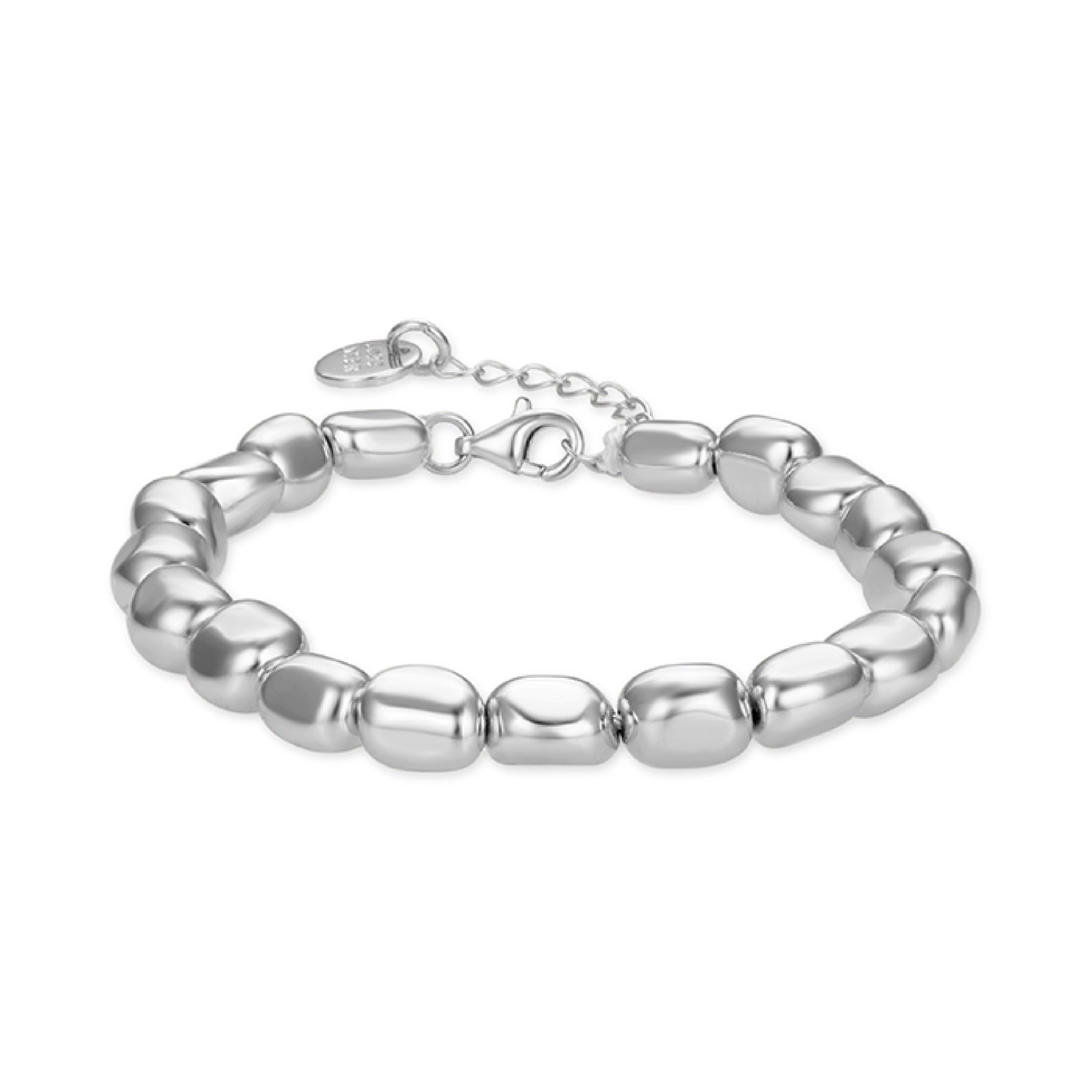 925 Sterling Silver Bracelet with Hematite, Rhodium Finish - Caspil