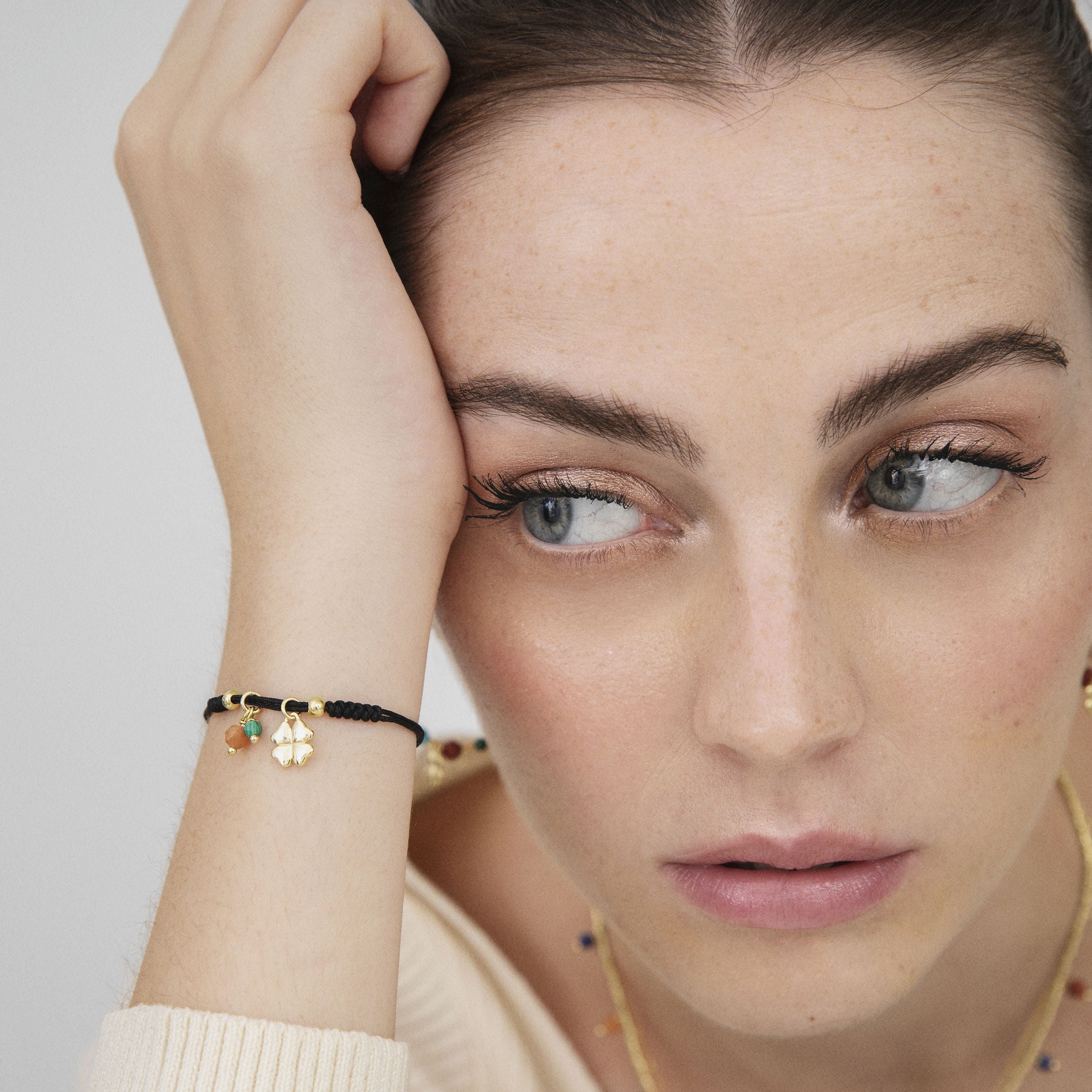 925 Sterling Silver Bracelet with 18K Yellow Gold Finish - Clover