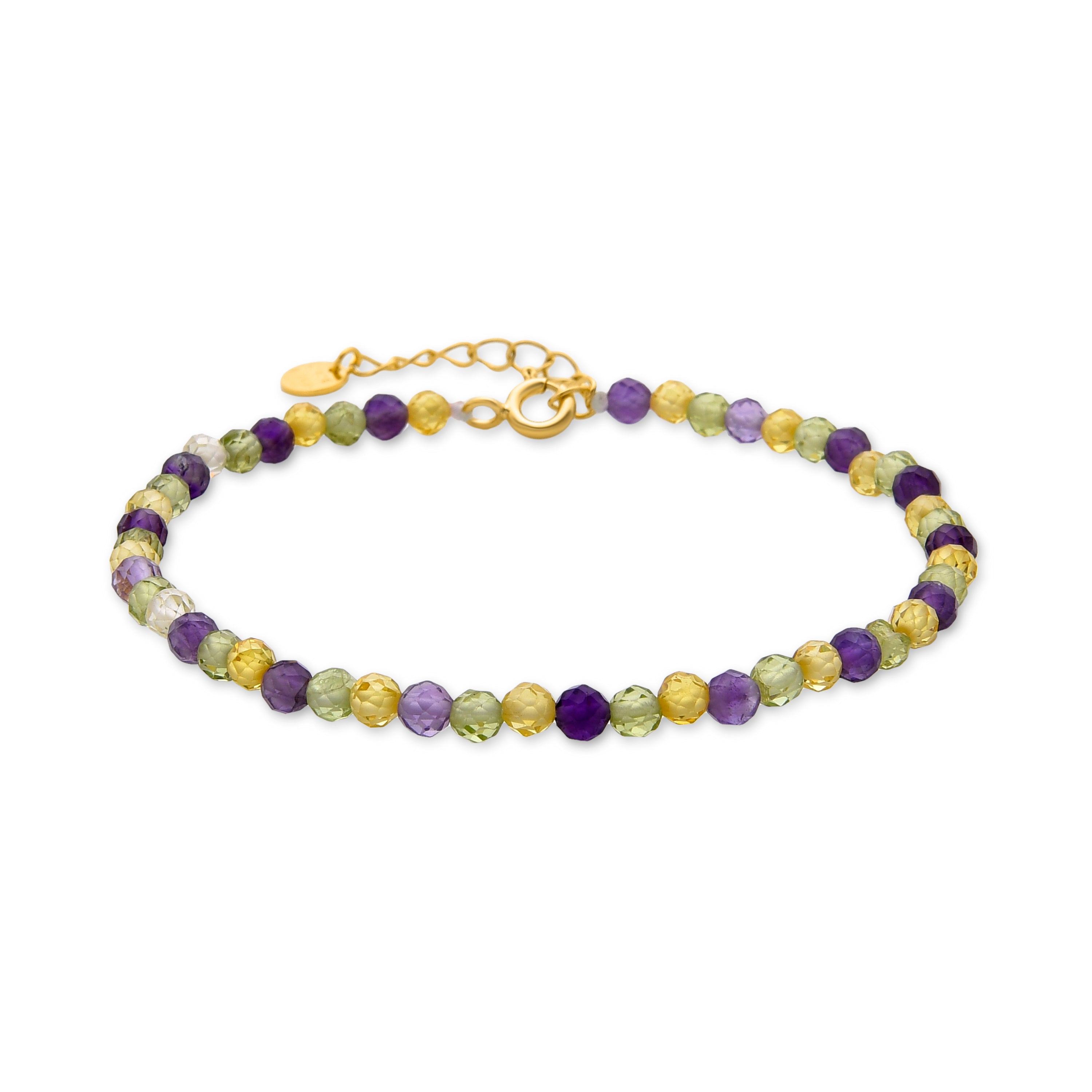 925 Sterling Silver Bracelet with Fluorite Finished in 18K Yellow Gold - Salblai
