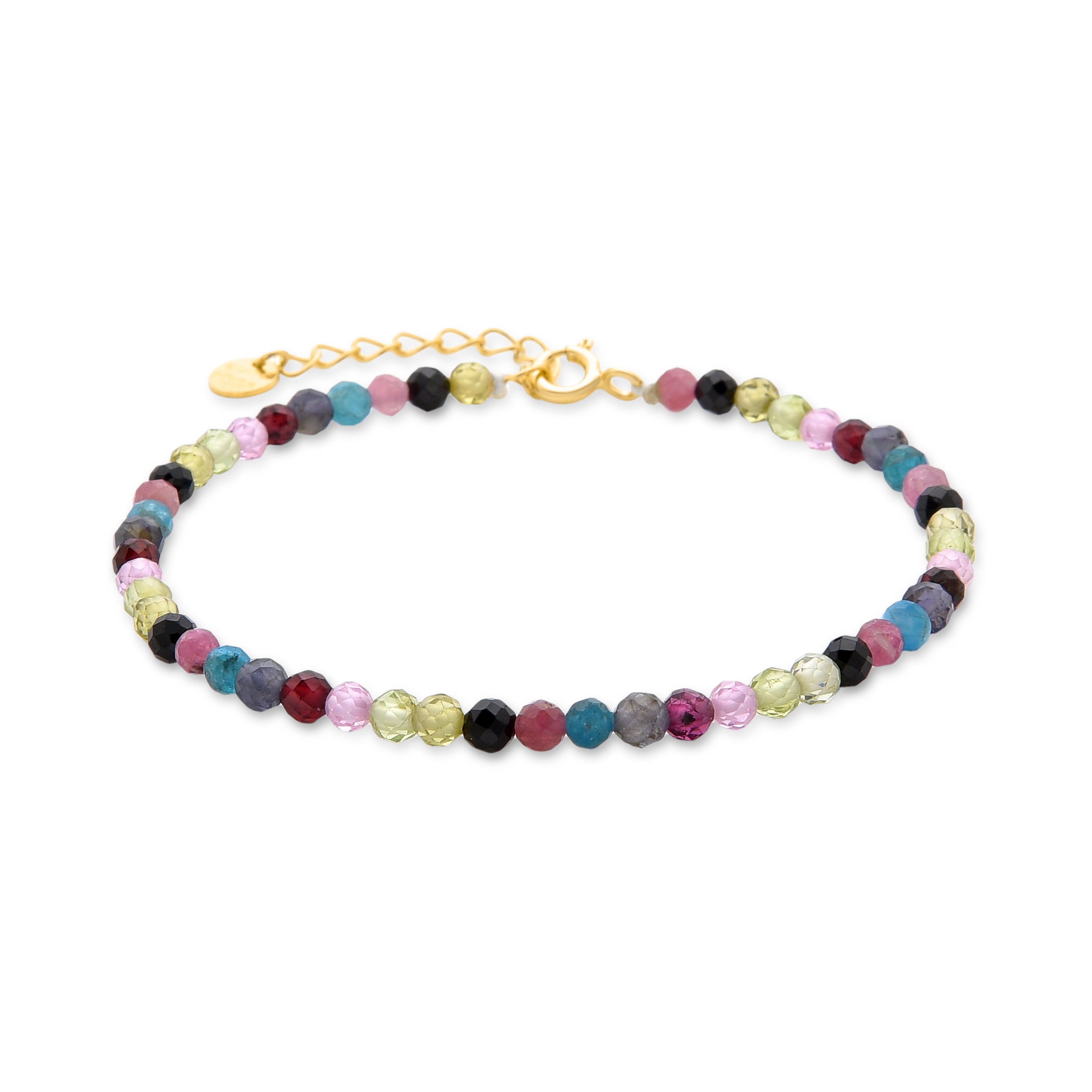 925 Sterling Silver Bracelet with Multicolor Tourmaline Finished in 18K Yellow Gold - Salblai