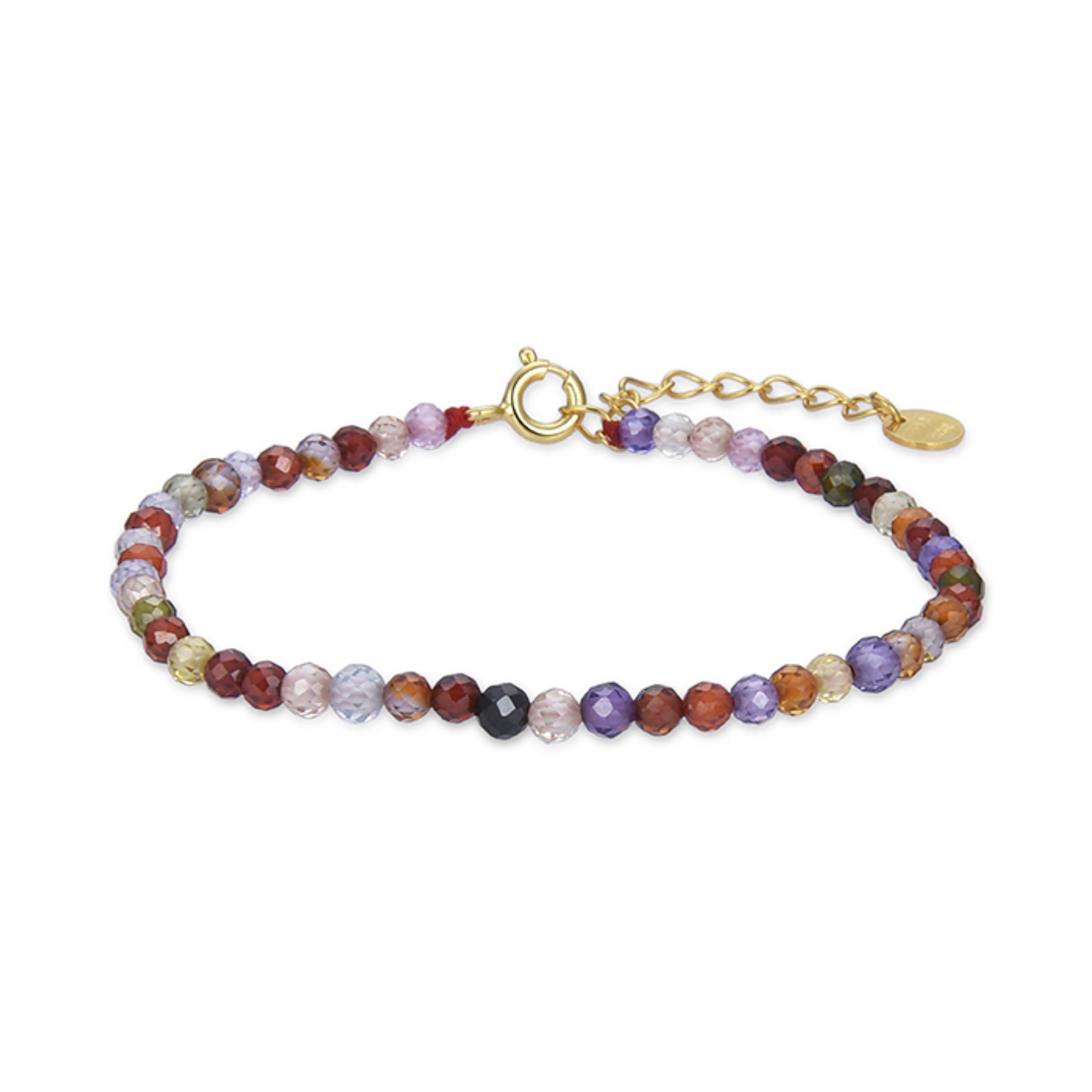 925 Sterling Silver Bracelet with Multicolor Crystals Finished in 18K Yellow Gold - Ufela