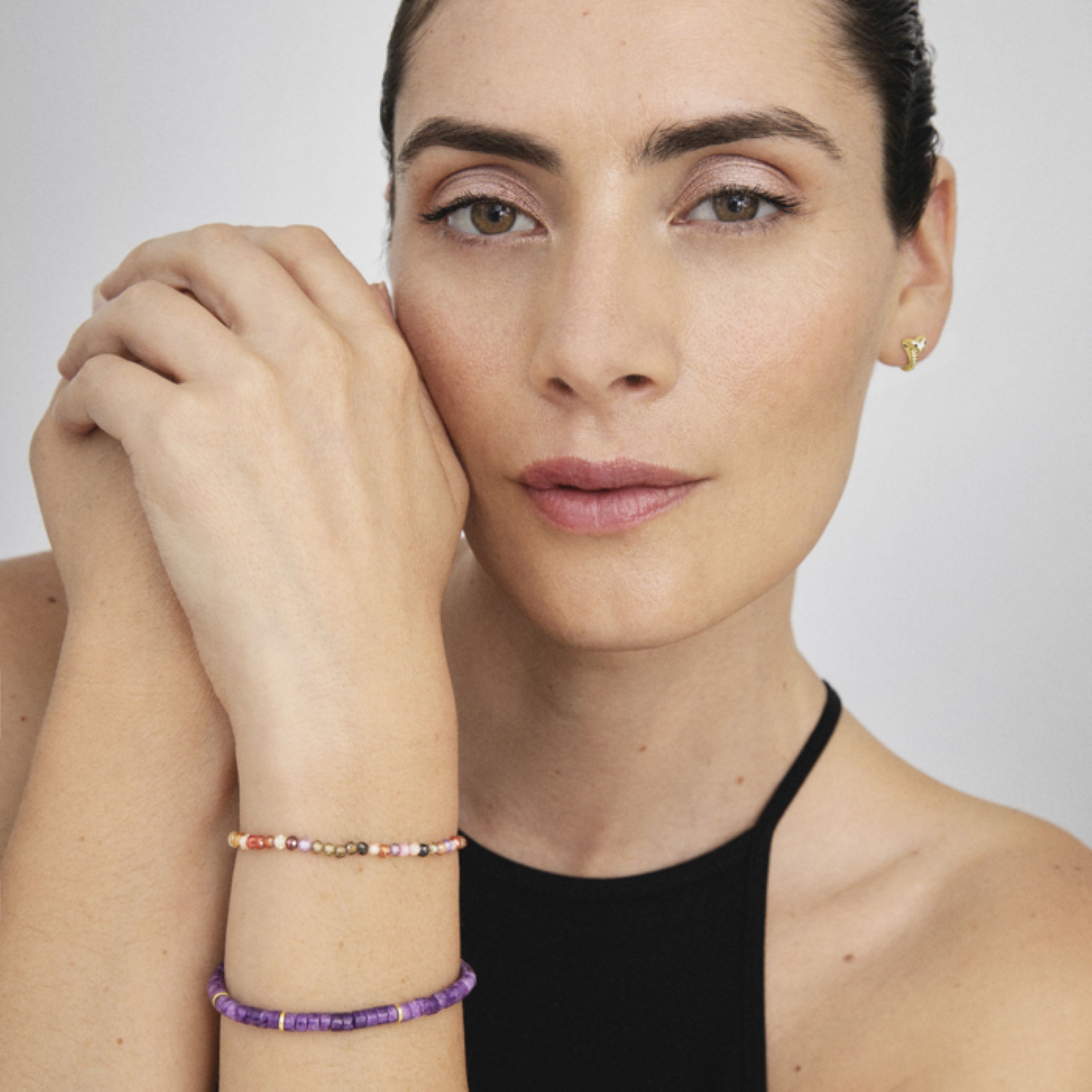 925 Sterling Silver Bracelet with Multicolor Crystals Finished in 18K Yellow Gold - Ufela