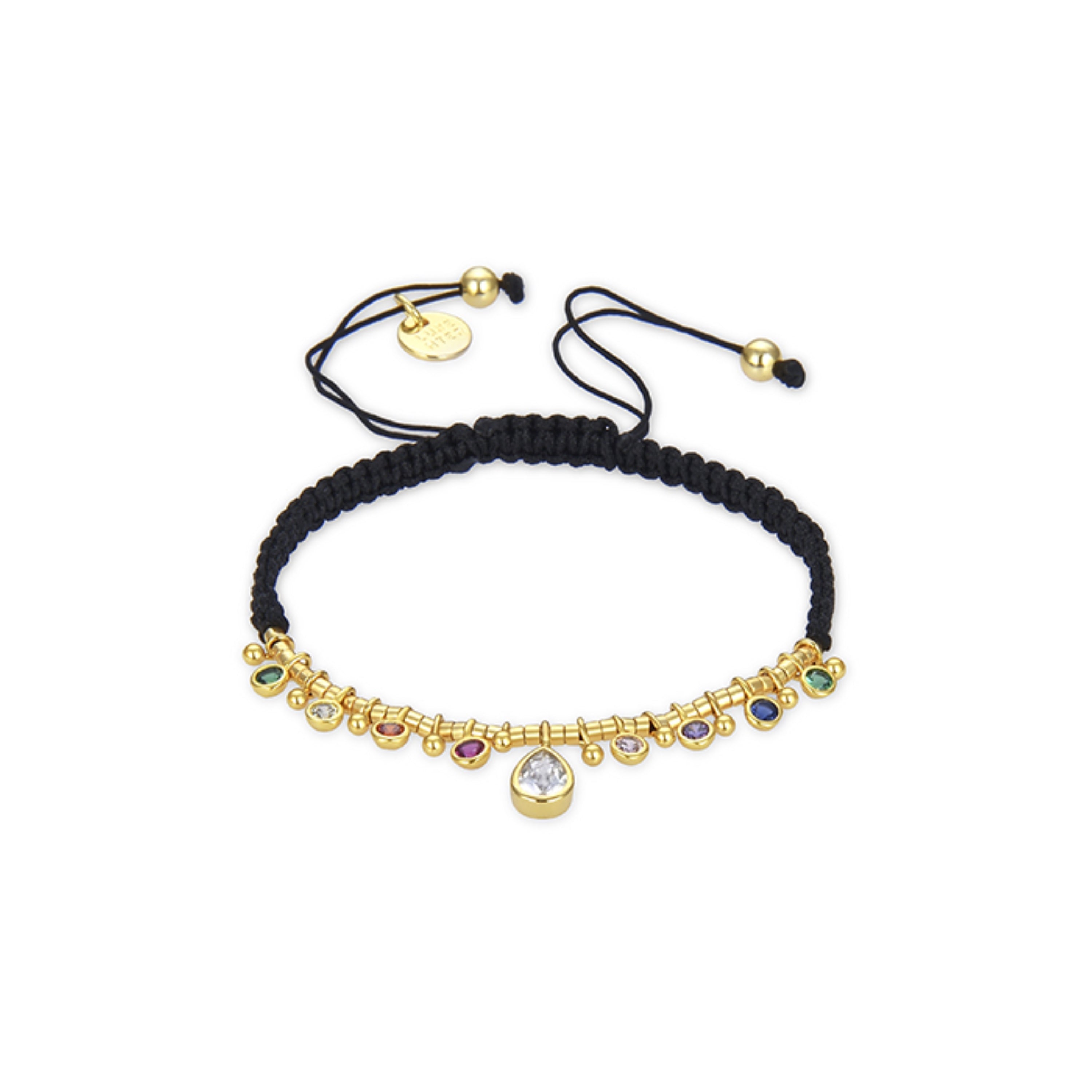925 Sterling Silver Bracelet with Multicolor Zirconia finished in 18K Yellow Gold - Rikzun