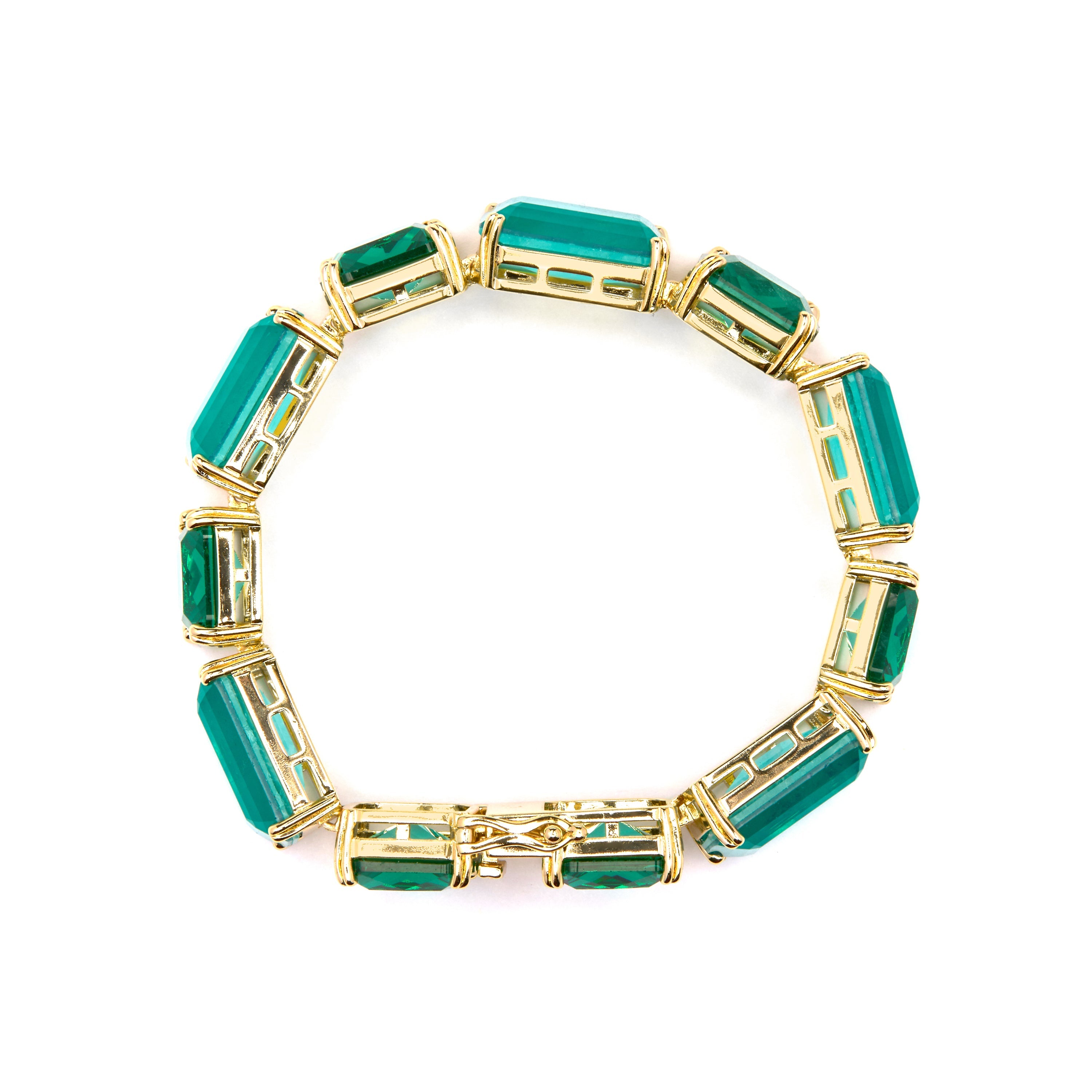 Pulseira de Prata de Lei 925 e Quartzo Hidrotermal Verde Paraíba acabamento ouro amarelo 18k - Lindrak