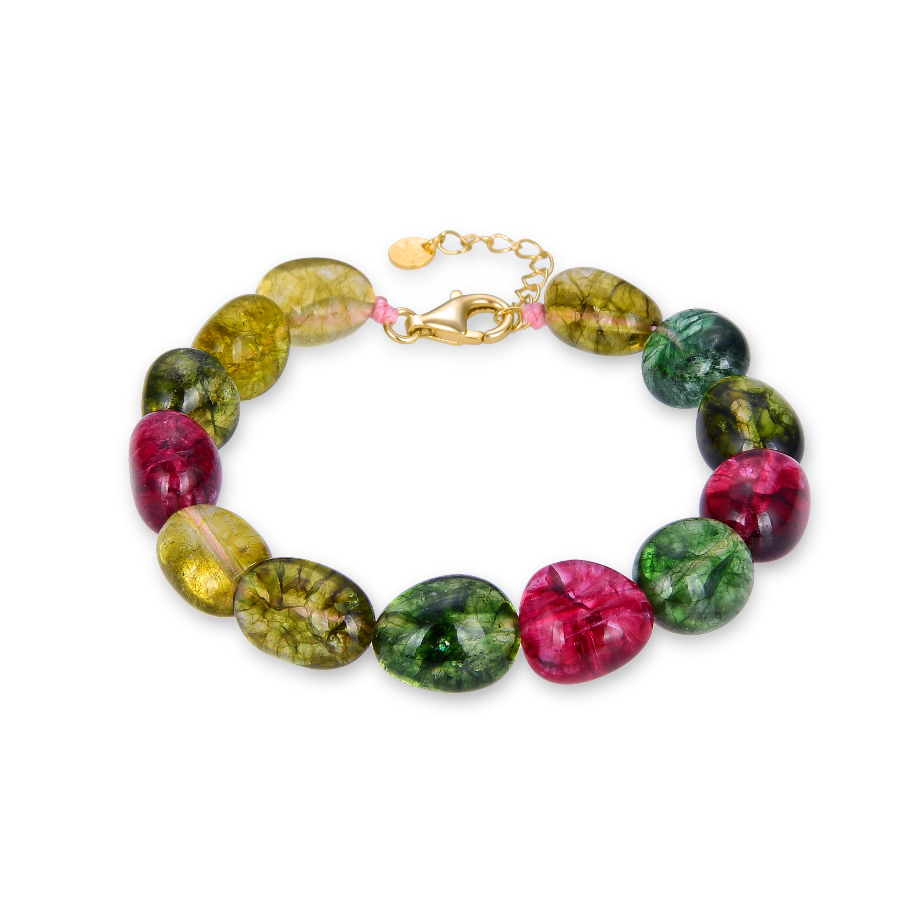 925 Sterling Silver Bracelet with Multicolor Crystals Finished in 18K Yellow Gold - Karse