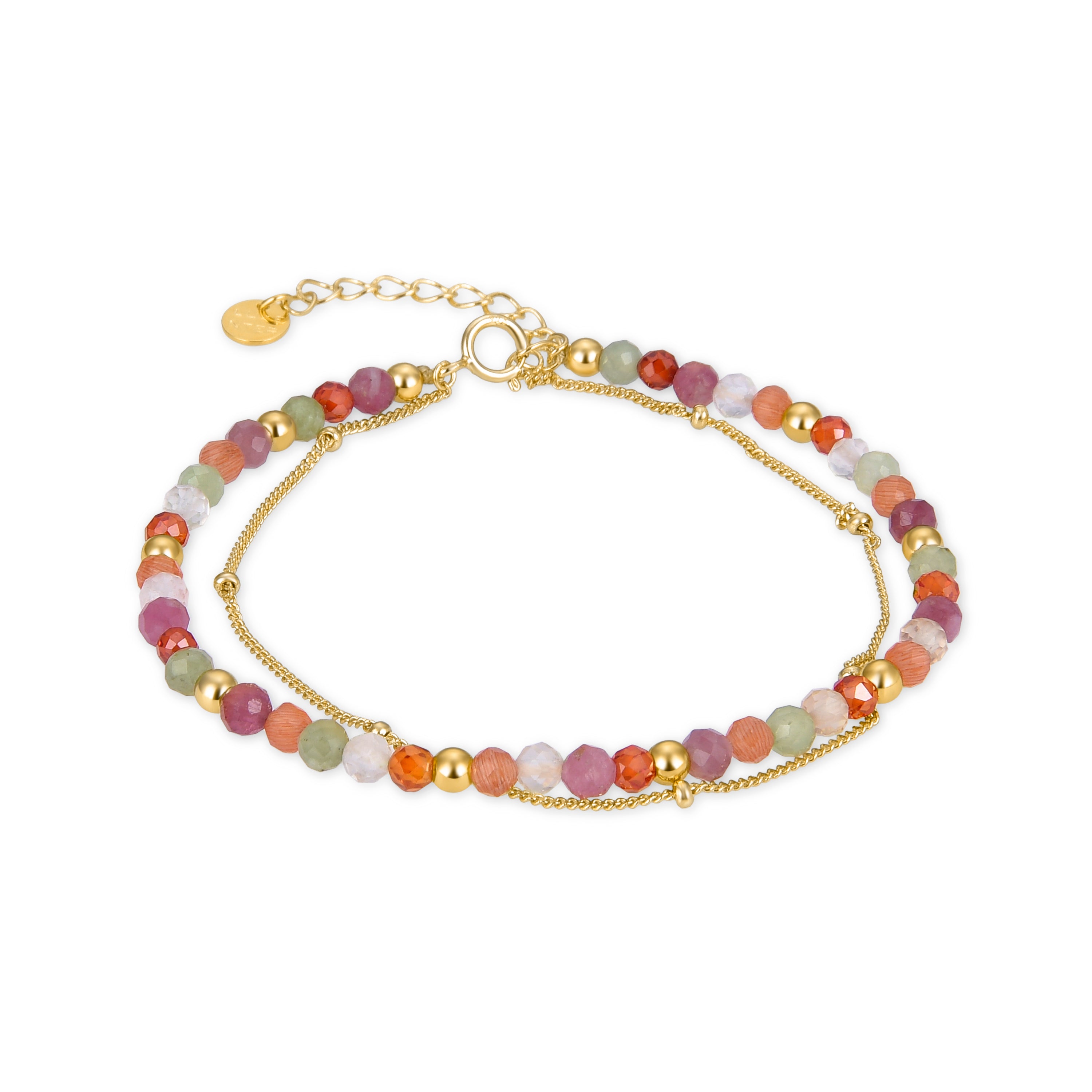 925 Sterling Silver Bracelet with Multicolor Crystals Finished in 18K Yellow Gold - Mbingu