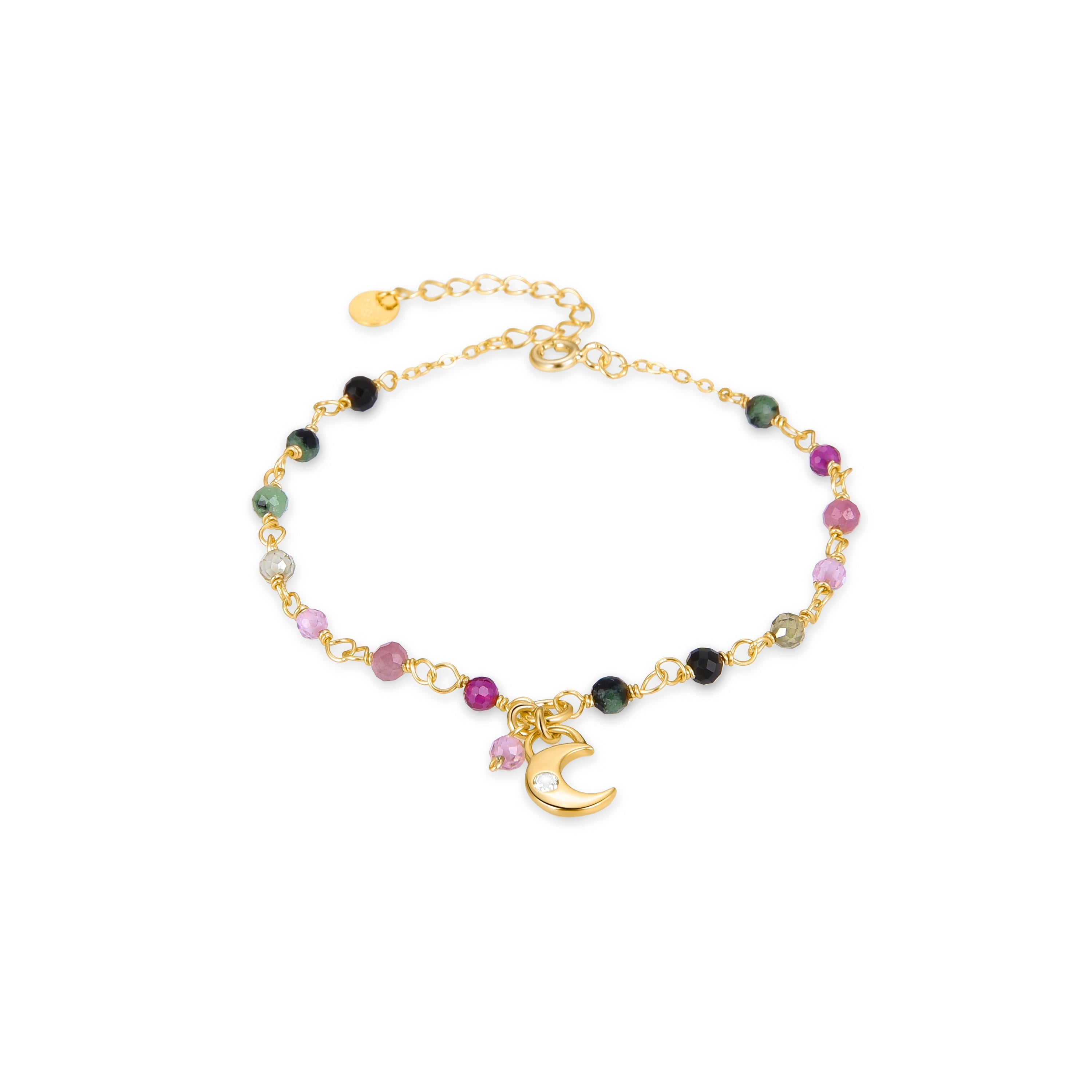 925 Sterling Silver Bracelet with Multicolor Crystals finished in 18K Yellow Gold - Duk